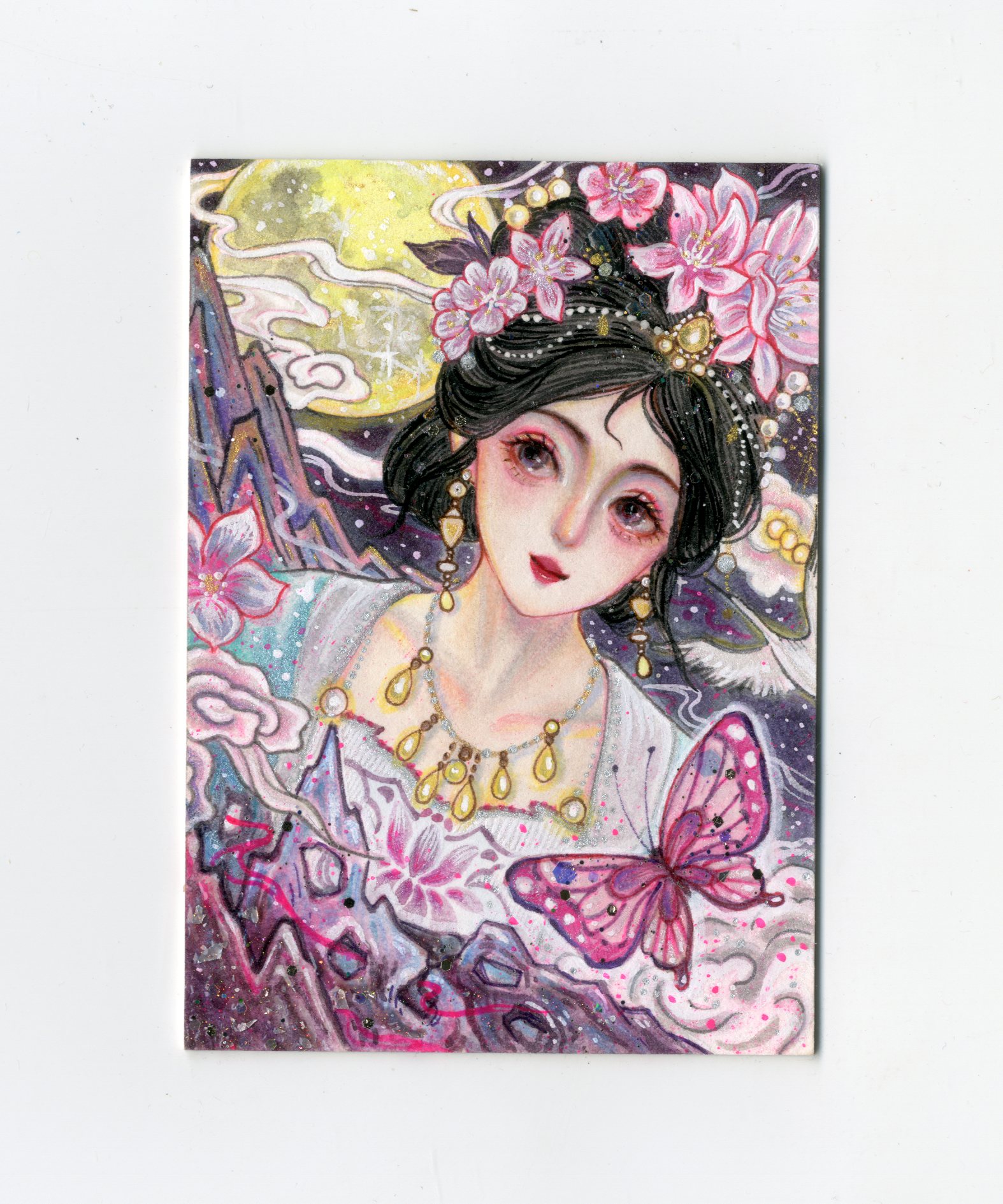 【Jackie杰基拍卖】无定义工作室 古风女 紫光特效 手绘卡 1/1 画师:kiki(灯塔)