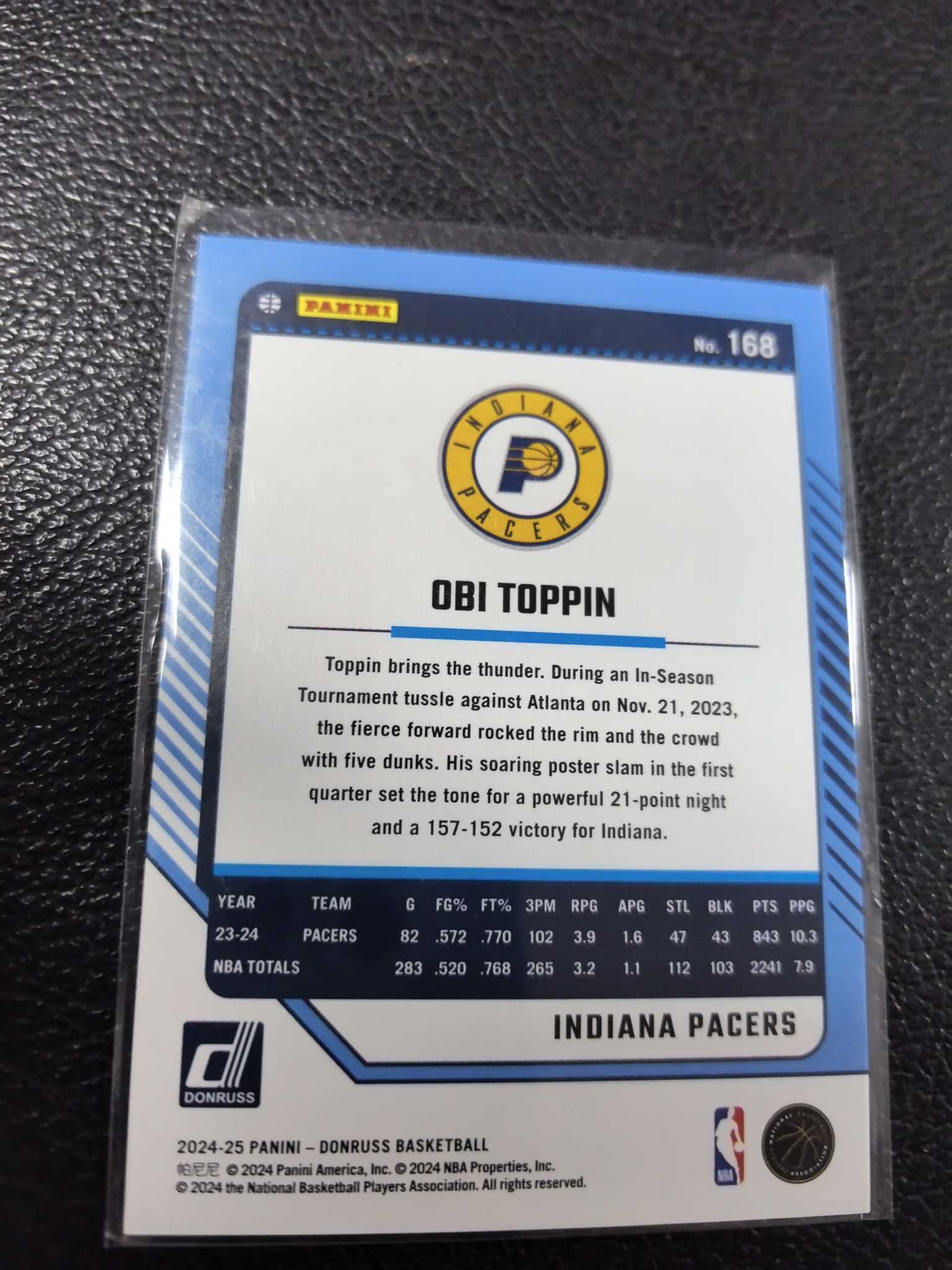 2024-25 奥比 托平 步行者 圈圈 折射 149编 10-8