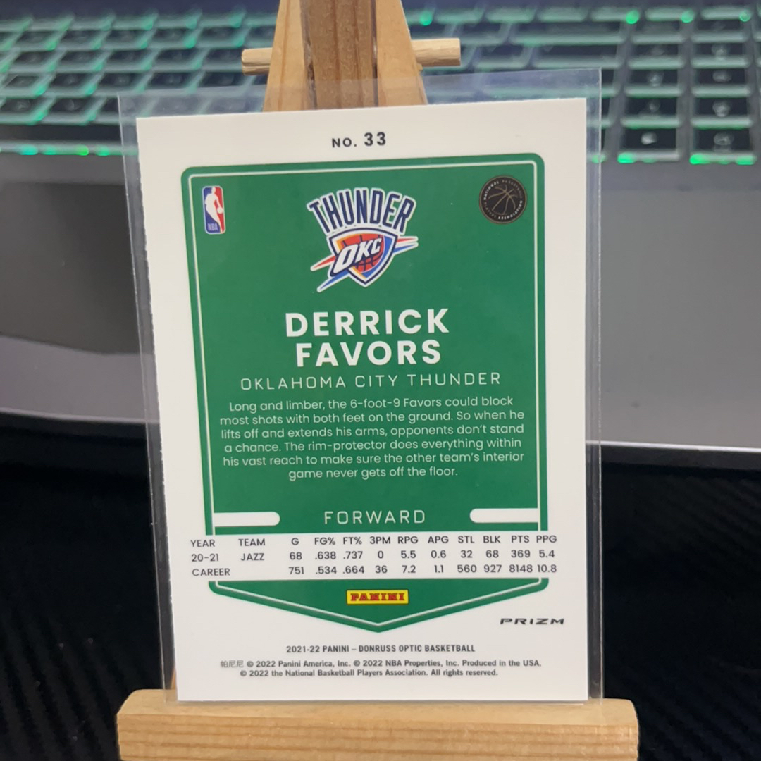 2021-22 Panini Donruss Derrick Favors 费沃斯 雷霆 折射 银折 杜蕾斯 optic op 卡品如图 凑图必备 值得收藏!免费代卖