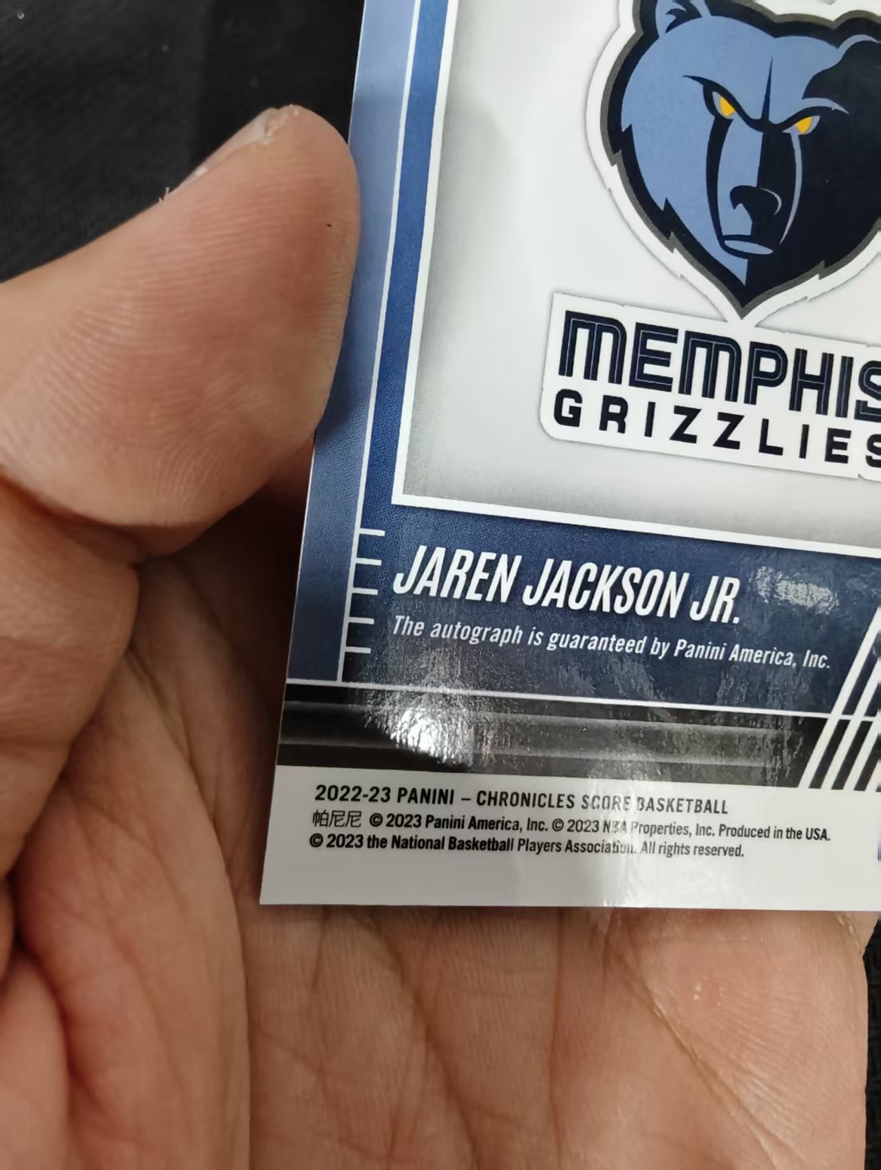 【汽水拍卖】2022-23 Panini Chronicles Jaren Jackson Jr. 小贾伦 杰克逊 灰熊 编年史 签字 银折 微瑕如图
