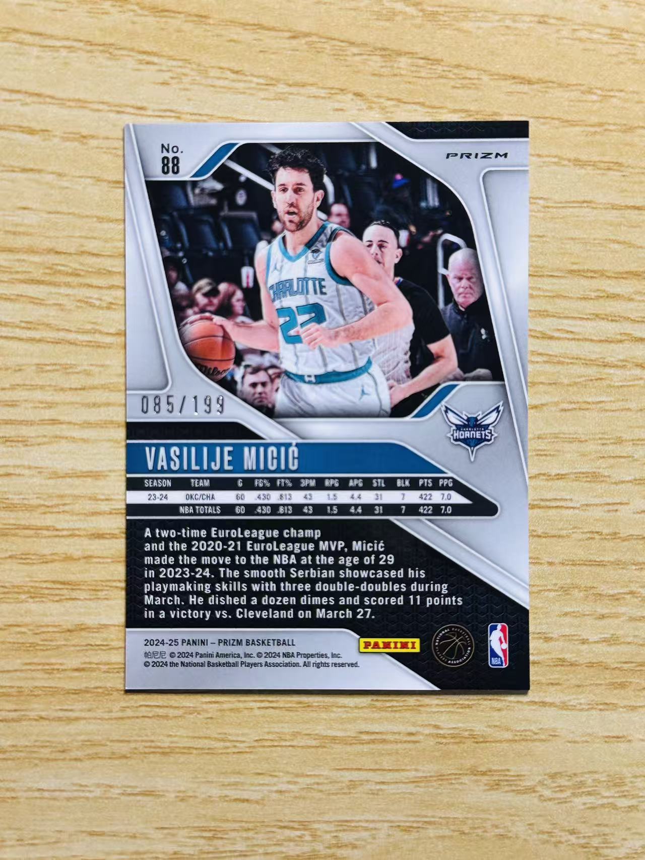 2024-25 Panini Prizm 米西奇 嘿嘿代卖 米西奇 蓝折 prizm 199编 黄蜂 收藏必备