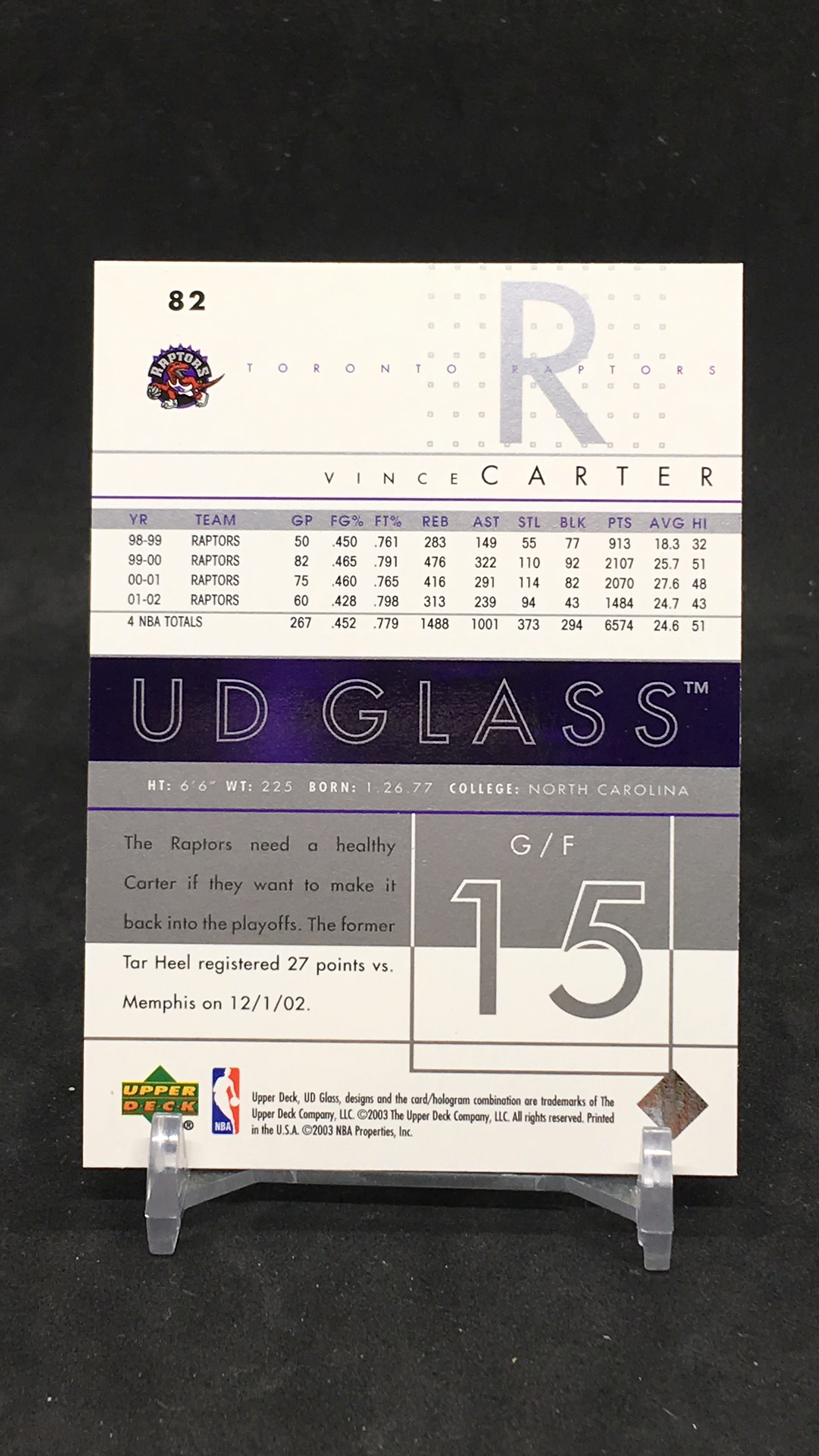 【DC代拍】4.6 茯茶  UD GLASS 四大分卫之一 NBA历史最强扣将 半人半神 文斯卡特