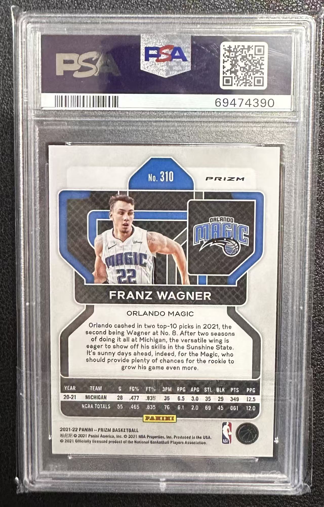 2021-22 Panini Prizm Franz Wagner RC Pz 新秀 弗朗茨 瓦格纳 小瓦 绿折 魔术 psa评级 卡品细节如图专收凑套必备