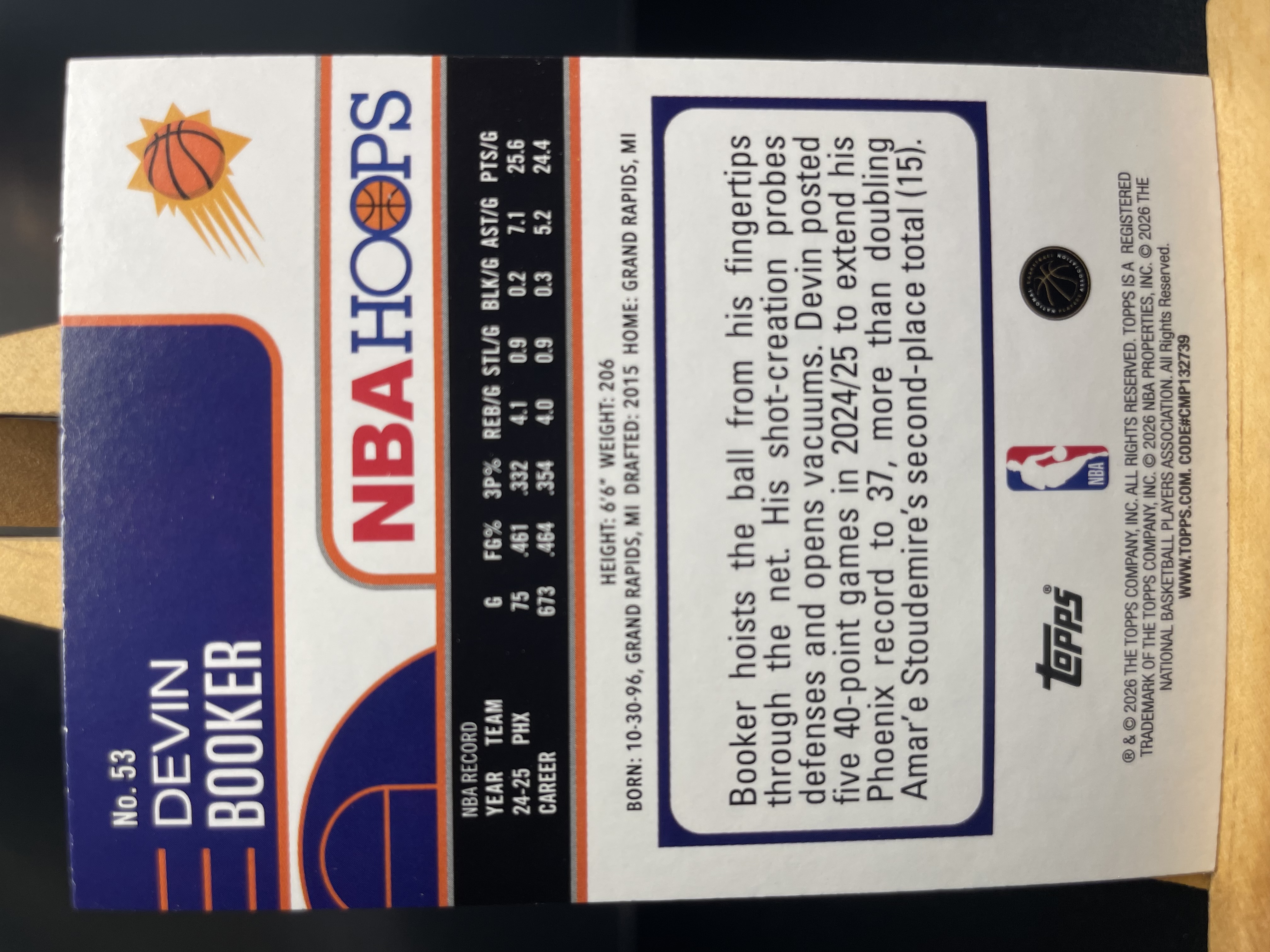 (T2) 2026 TOPPS NBAHOOPS 折射 德文布克 太阳 近期大热球星 收藏凑套必备 卡品如图 !!!