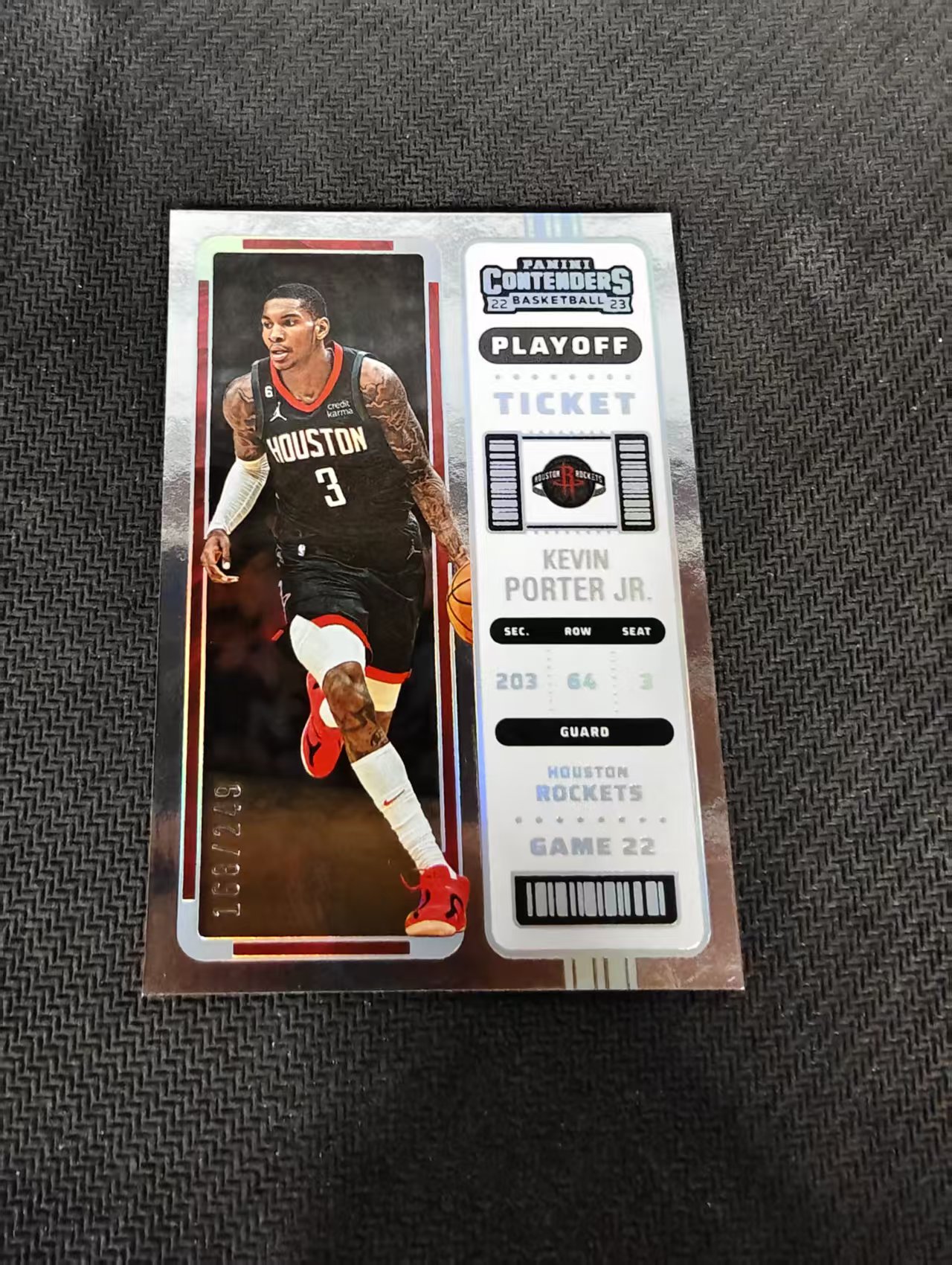 【汽水拍卖】2022-23 Panini Contenders Kevin Porter Jr. 小凯文 波特 火箭 球票 249编 闪卡 微瑕如图