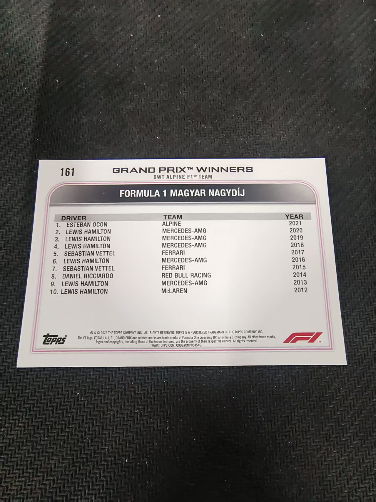 【汽水拍卖】2022 Topps Chrome F1 Esteban Ocon 埃斯塔班 奥康 划痕 边角瑕疵 @161