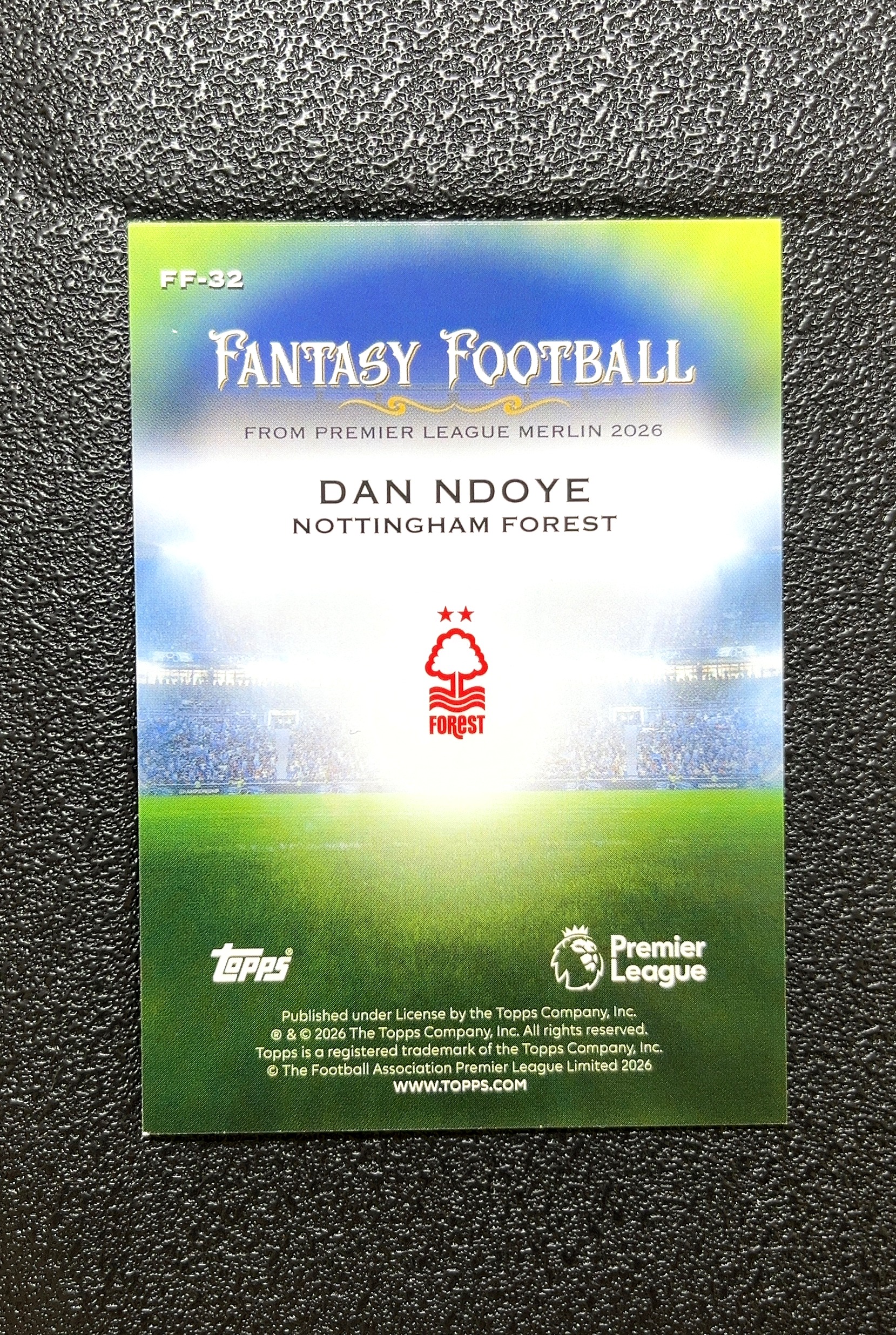 【岛屿拍卖】2026 Topps Merlin Fantasy Football 幻想足球 Dan Ndoye 丹·恩多耶 绿折 折射 卡品如图 高价值 #FF-32 0001#33