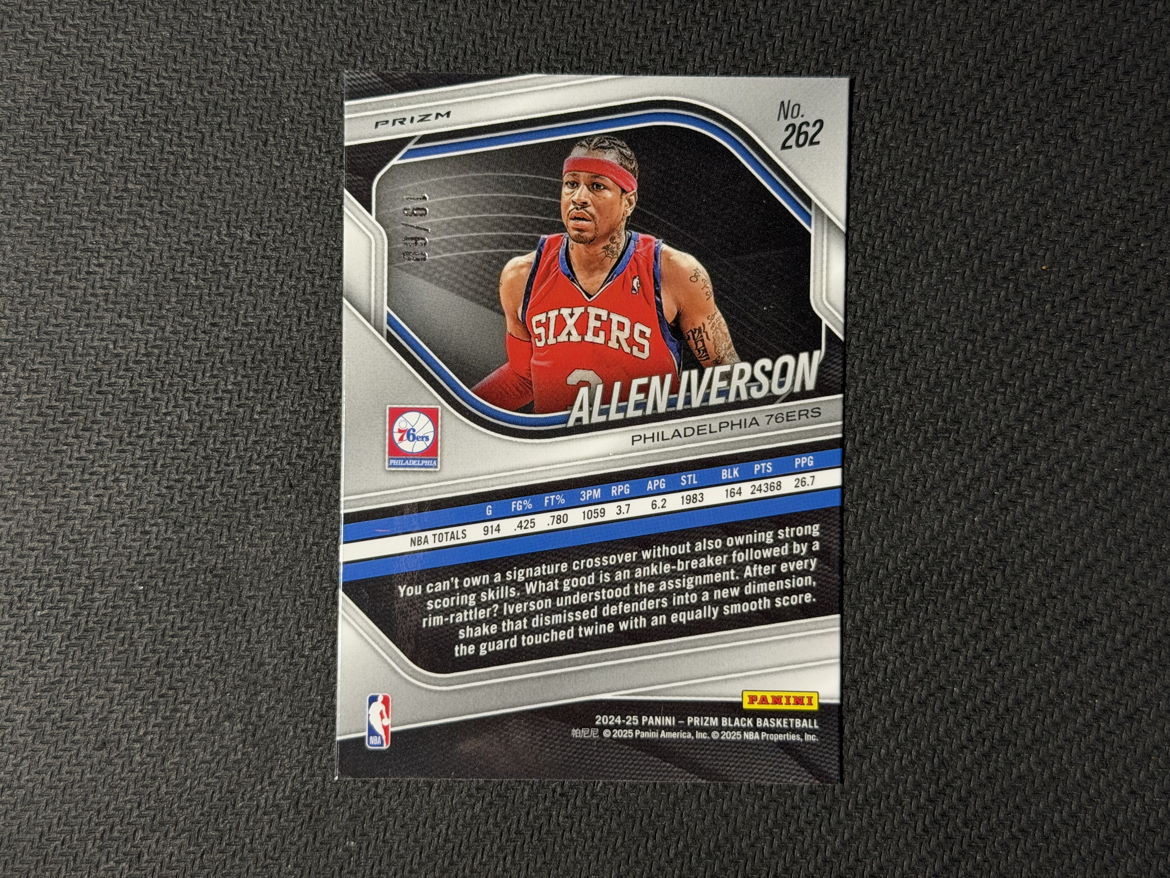 2024-25 Panini Prizm Black Allen Iverson 🤞不顶价 不做价🤞PZ 76人 艾伦 艾弗森 AI 19/60编 橙波纹折 折射 传奇Base 微瑕卡品如图