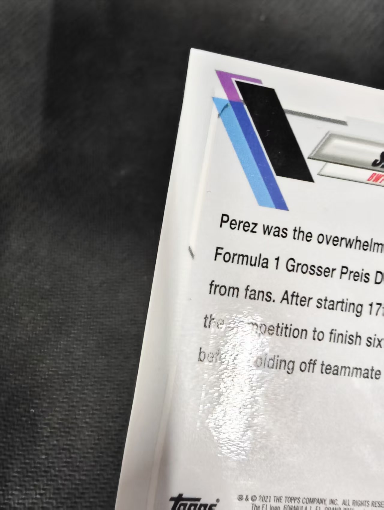 【汽水拍卖】2021 Topps Racing F1 Sergio Perez 塞尔吉奥 佩雷兹 黑白格子折 黑白棋盘折 划痕 边角瑕疵 #169