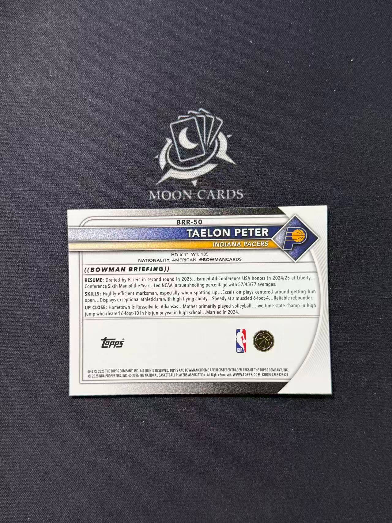 【梦卡拍卖】2025-26 Topps Bowman Taelon Peter 步行者 新秀rc 泰伦 彼得 银折 红rc标 #DD# A05