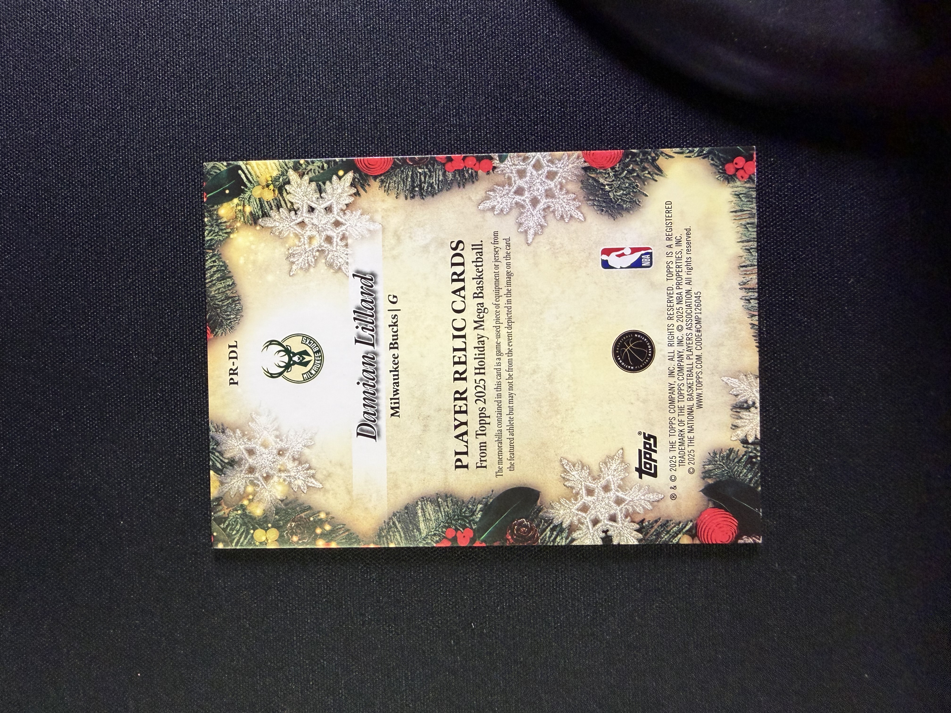 2025-26 Topps Holiday Mega Damian Lillard 达米安 利拉德 雄鹿 圣诞节 299编 折射 亲穿球衣 物料 PPP