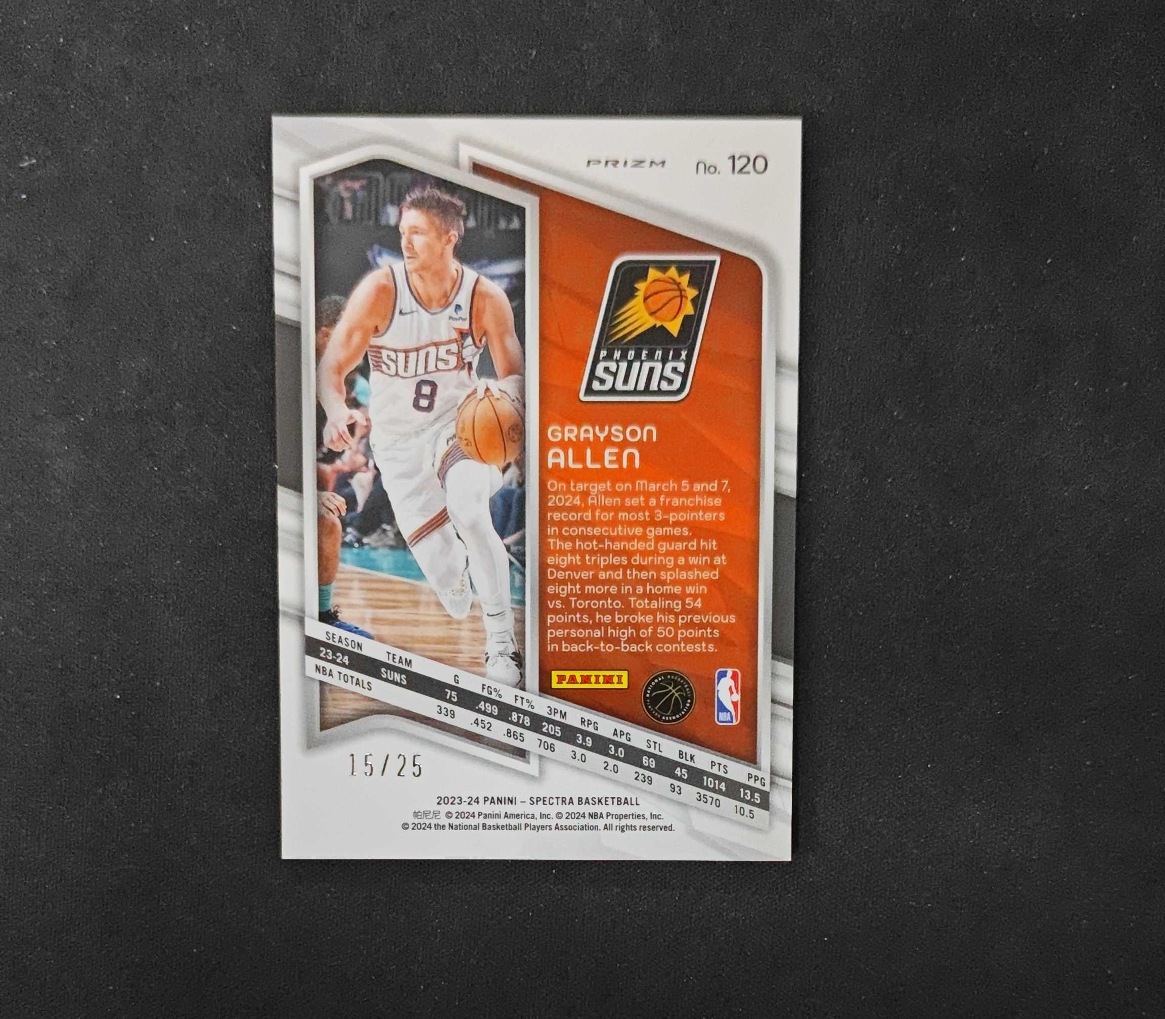 2023-24 Panini Spectra Grayson Allen 【SC拍卖】光谱 太阳 格雷森艾伦 15/25编 祥云折 收藏必备(ing哥)