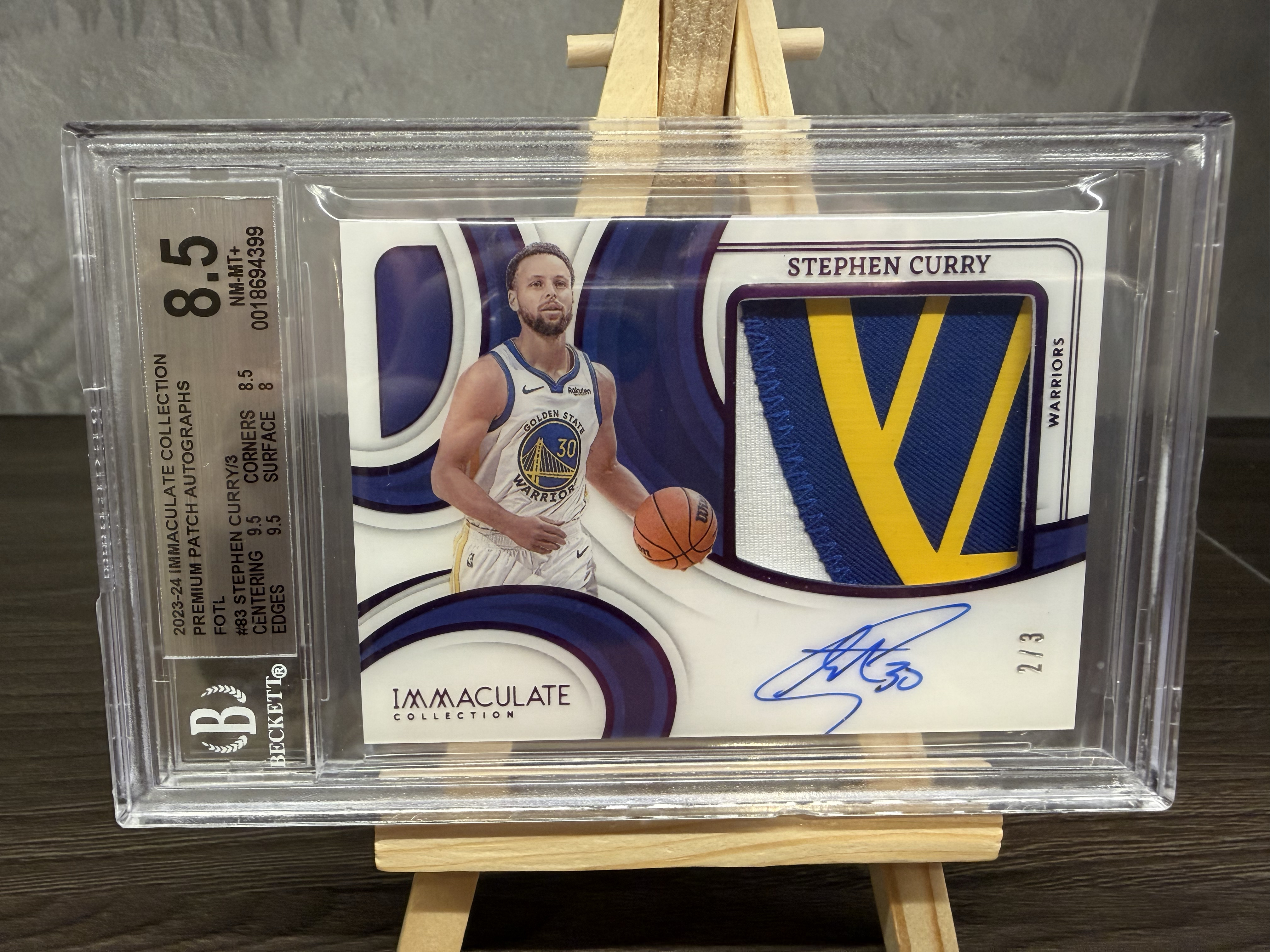 2023-24 Panini Immaculate Stephen Curry 库里 3编 签字 Premium Patch Autograph PPA 超暴力切割 BGS8.5勇士 Hit 金州大桥