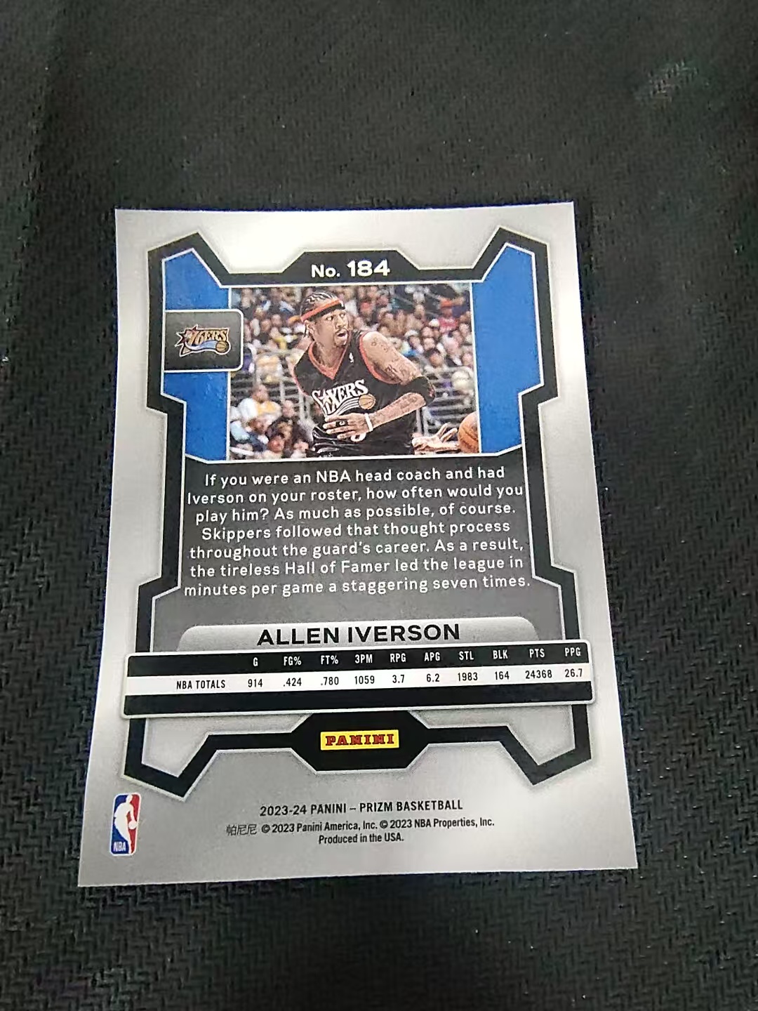 【可合并,不累计】2023-24 Panini Prizm Allen Iverson 阿伦 艾弗森 答案 AI 76人 PZ 划痕 边角微瑕 #184