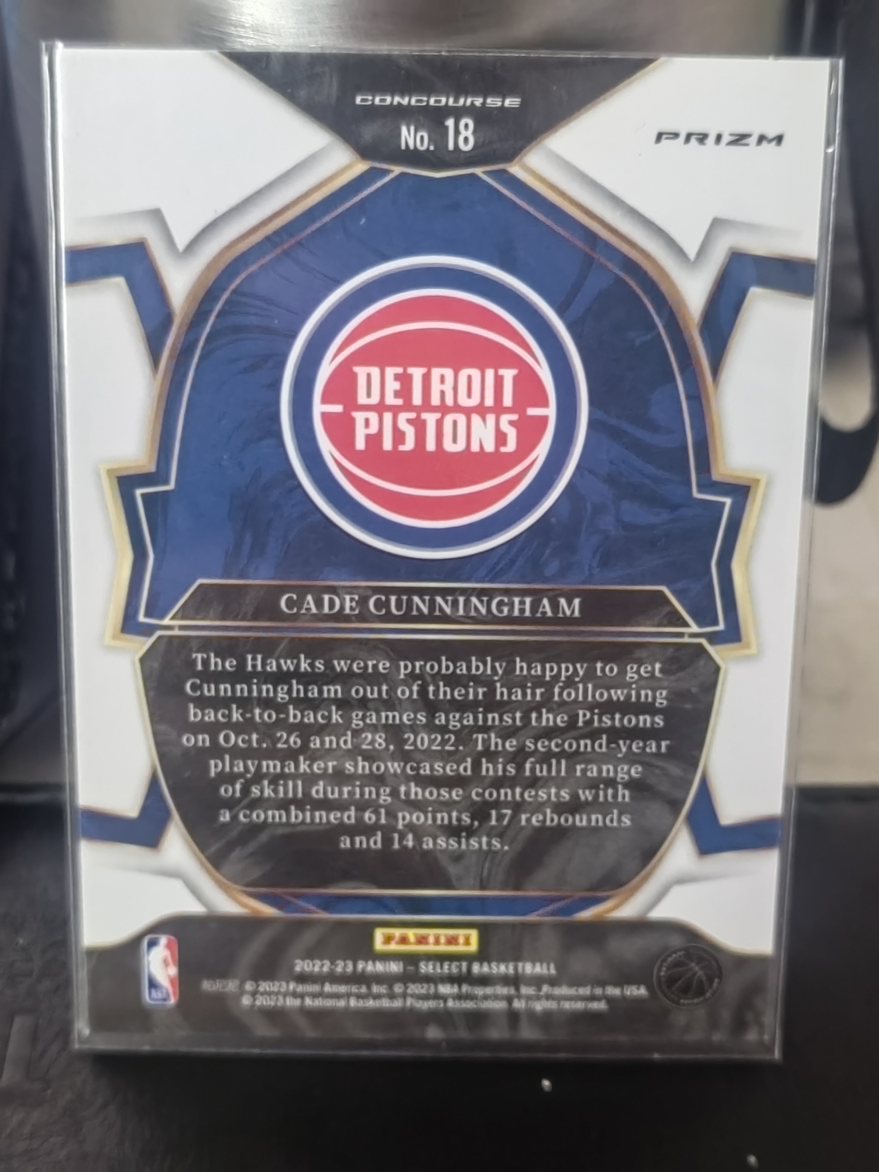 2022-23 Panini Select Cade Cunningham Select 蓝碎冰折 凯德 康宁汉姆 坎宁安 CC 活塞 篮 白边白角 不保卡品 卡品如图