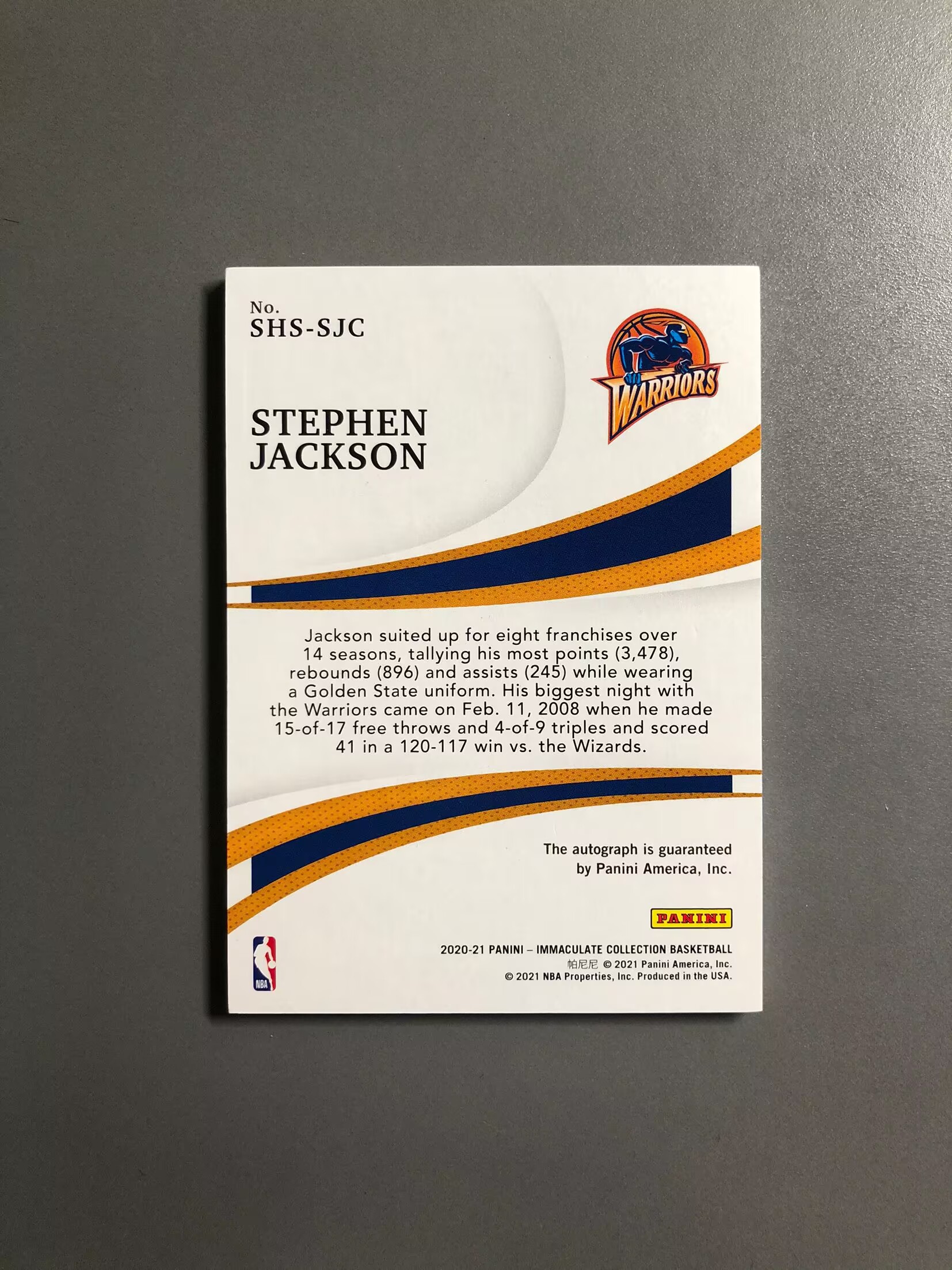 2020-21 Panini Immaculate Stephen Jackson 斯蒂芬·杰克逊 金州勇士 签字 卡签 沙盒签 Shadowbox 99编 实卡好看 卡品如图 可累计 SA061