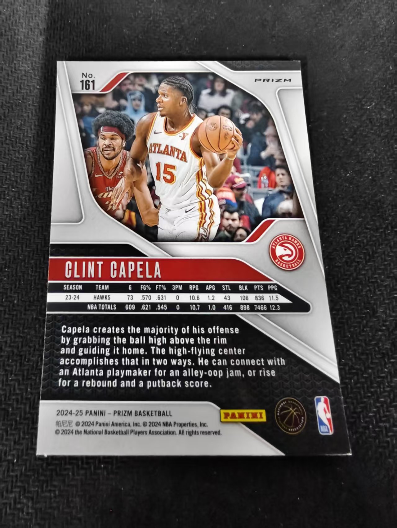 2024-25 Panini Prizm Clint Capela 老鹰队 克林特 卡佩拉 绿碎冰 PZ 划痕 边角瑕疵 #161