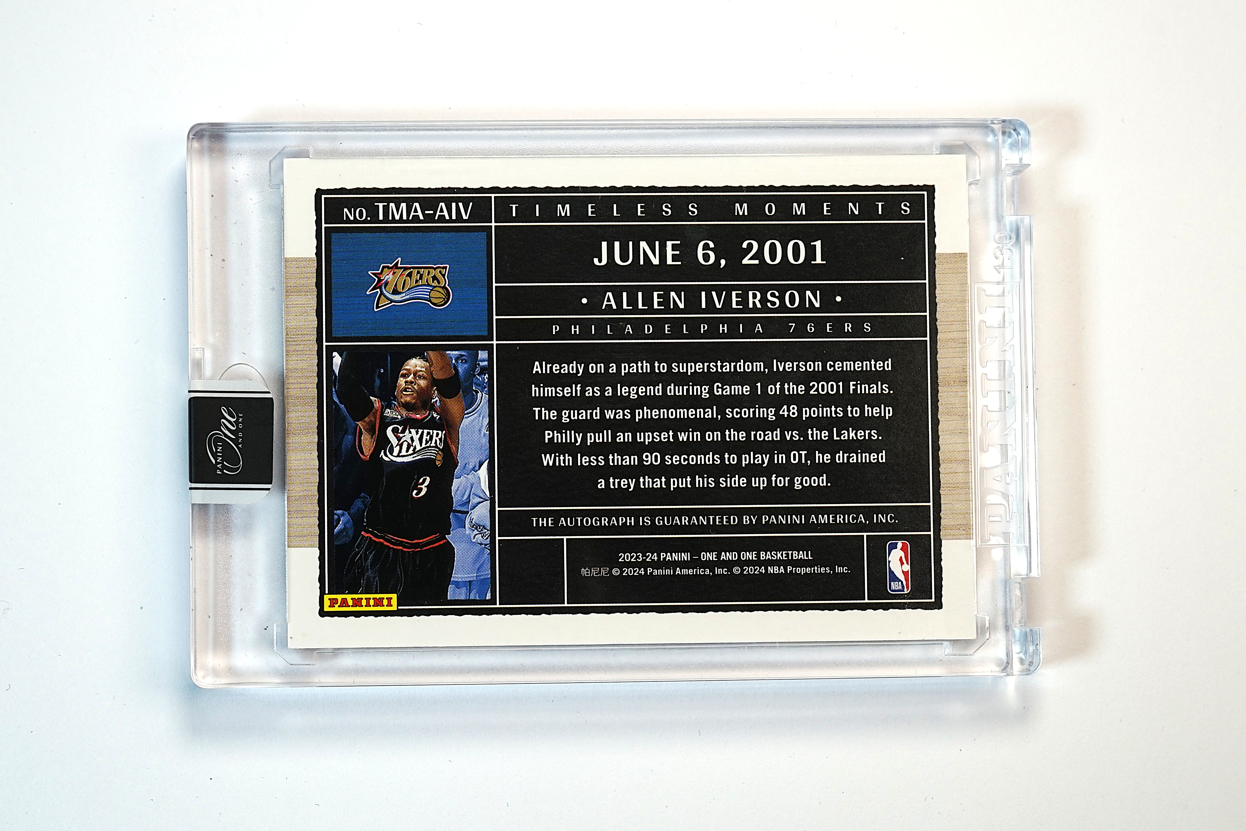 2023-24 Panini One and One Allen Iverson 阿伦 艾弗森 22/49编 时刻 签字 卡签 银平行 系列Hit 76人 艾佛森 答案 总决赛对阵湖人 原封砖【DD】