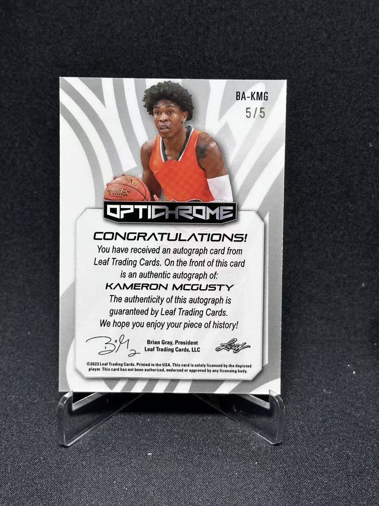 2023 Leaf optichrome kameron mcgusty RC 【哆哆卡社】卡梅隆-麦古斯蒂 签字 5/5尾编 新秀 粉碎冰签名特卡 收藏必入 卡品如图
