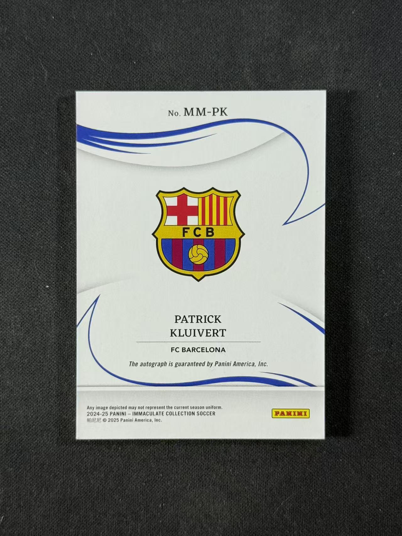 2024-25 Panini Immaculate Patrick Kluivert 【林林拍卖拜仁】imm系列 西甲 巴塞罗那 巴萨 传奇名宿 克鲁伊维特 19/49编 铜平行 MM签 签字