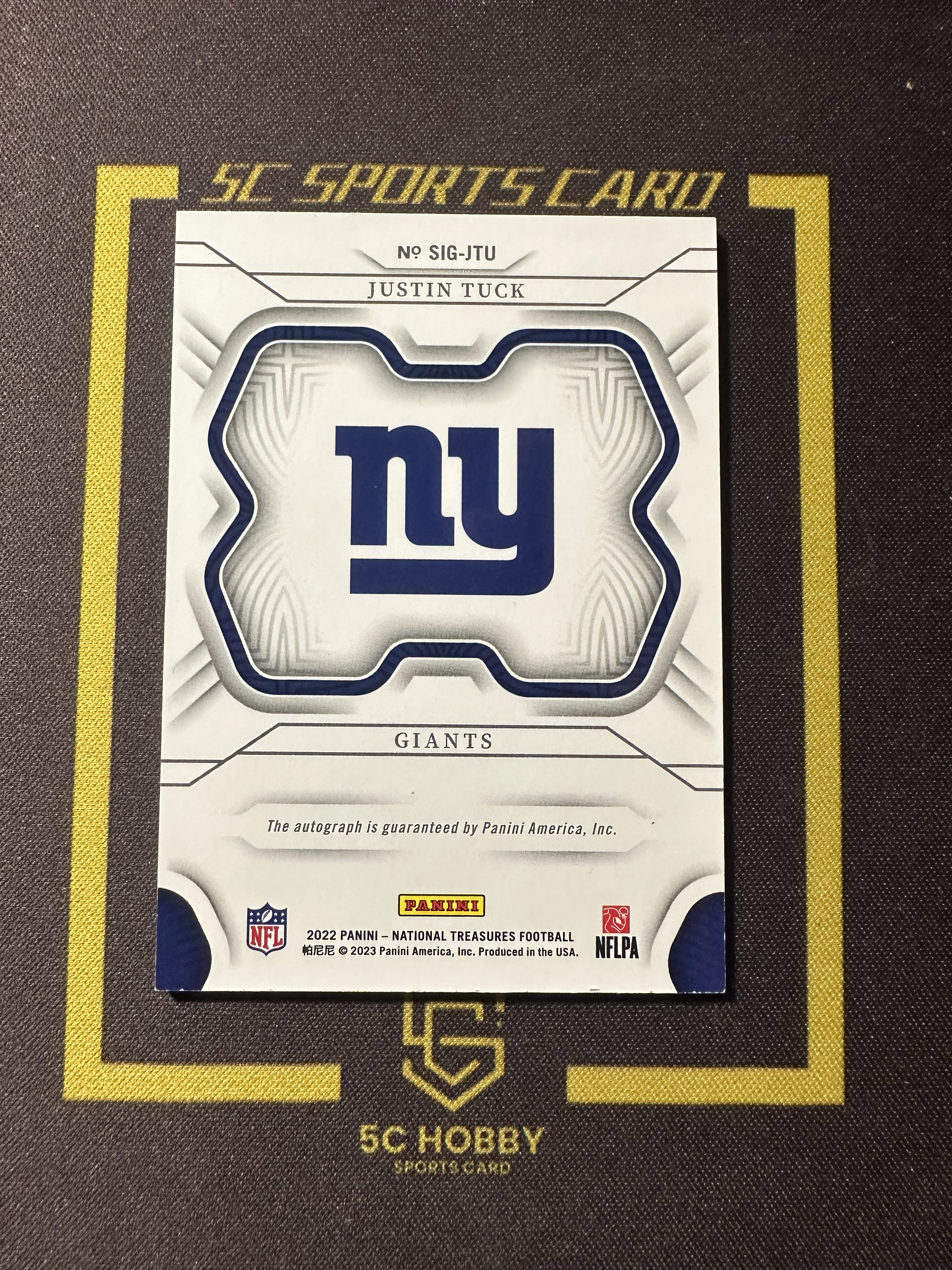 【主演出卡】 2022 panini 国宝 national treasures 橄榄球 巨人队 Justin Tuck 名宿签字 47/49 卡品如图 凑套必备
