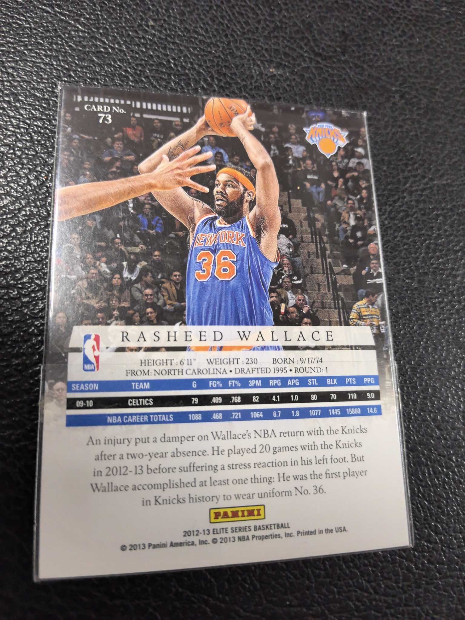 2012-13 拉希德 华莱士 275编 精英 银折 厚卡 活塞 尼克斯 10-9
