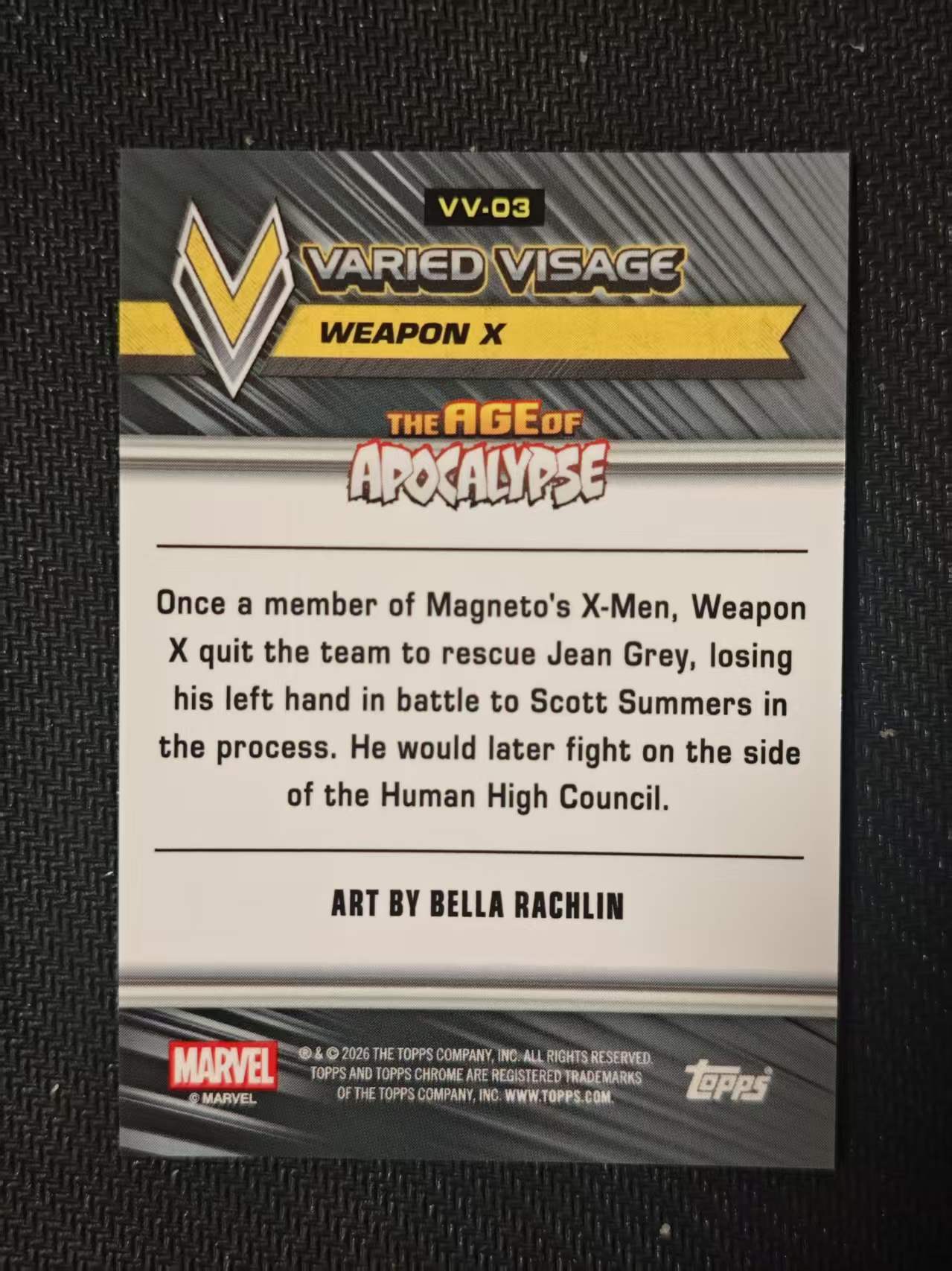 2026 Topps Chrome Weapon‑X 【有品代卖】漫威 MARVEL 金刚狼 武器-X 波纹折 Varied Visage特卡 大比例 SP 值得收藏 折射 卡品如图/sushi