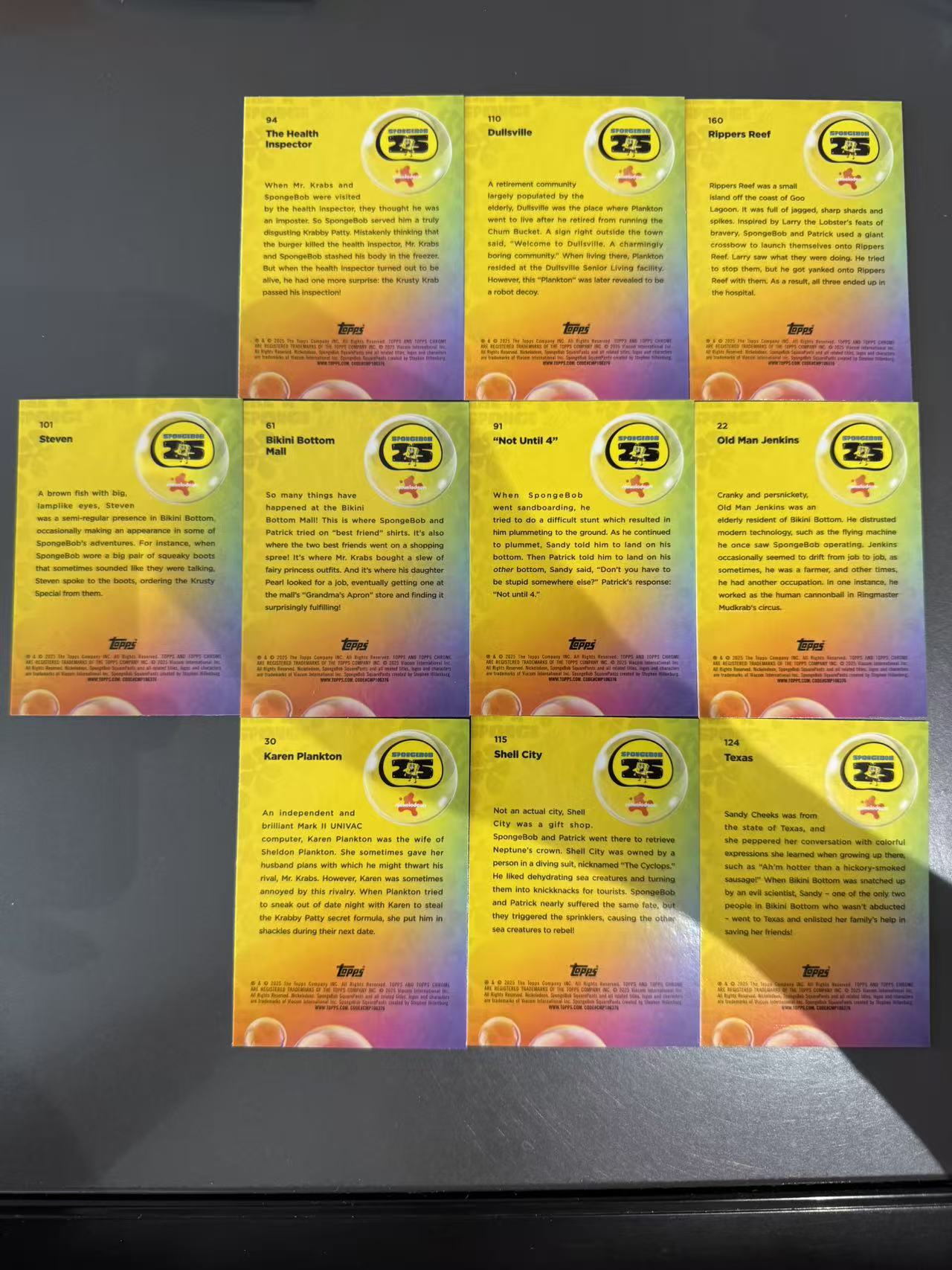 2025 Topps Chrome SpongeBob 25th 海绵宝宝 25周年 派大星 手雷独占 绿折 10张Lot 选图精美 卡品如图 收藏凑套