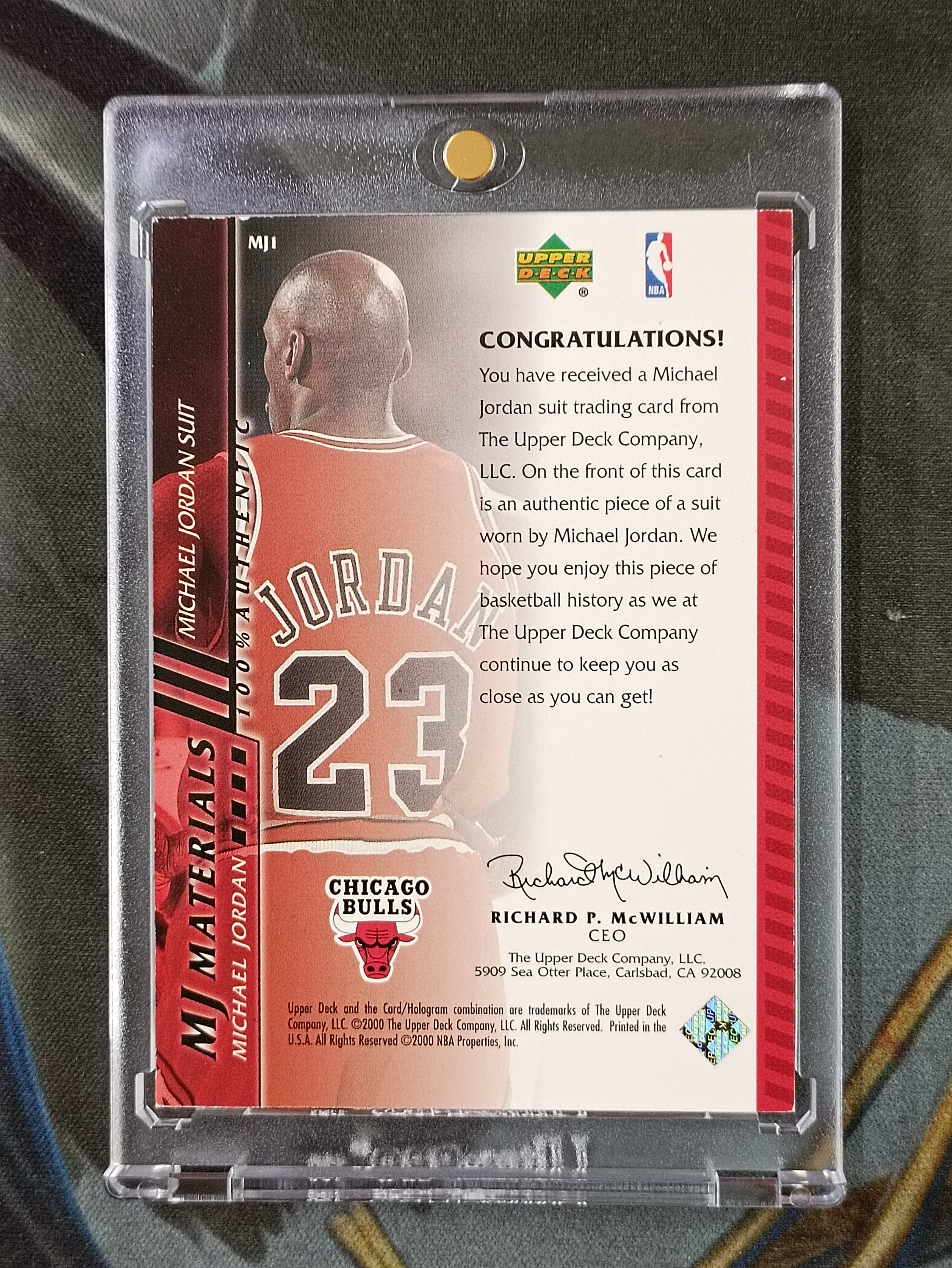 2000-01 Upper Deck MJ Materials Michael Jordan 迈克尔乔丹 MJ23 西装实物 SUIT 西服 大比例箱货 公牛(品见大图小瑕)《苏州卡通》J【XW】