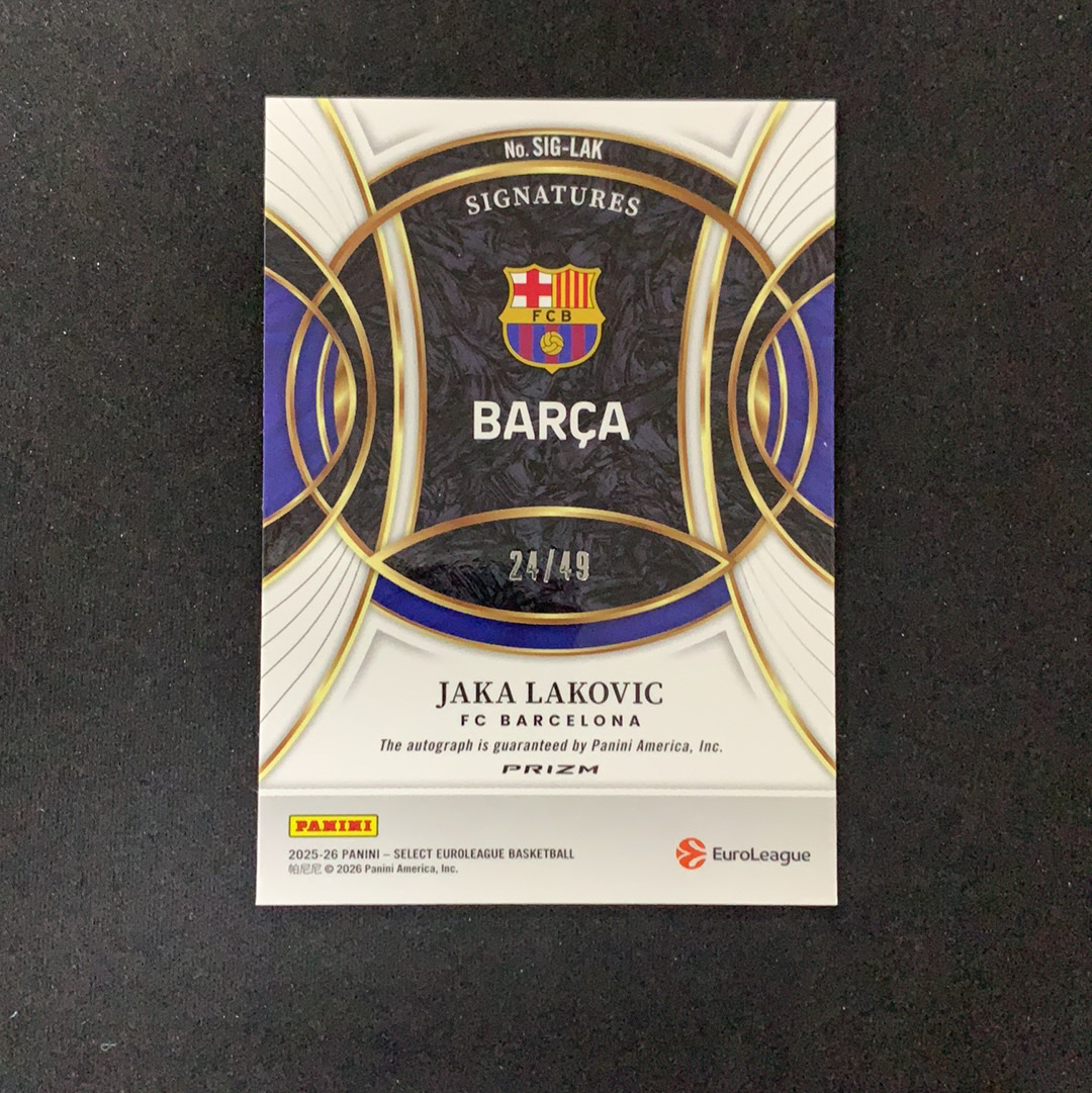 2025-26 Panini Select Jaka lakovic 【SC拍卖】SE 欧洲联赛 拉科维奇 24/49编 签字 蓝折 瑕疵如图收藏必备(htm777)
