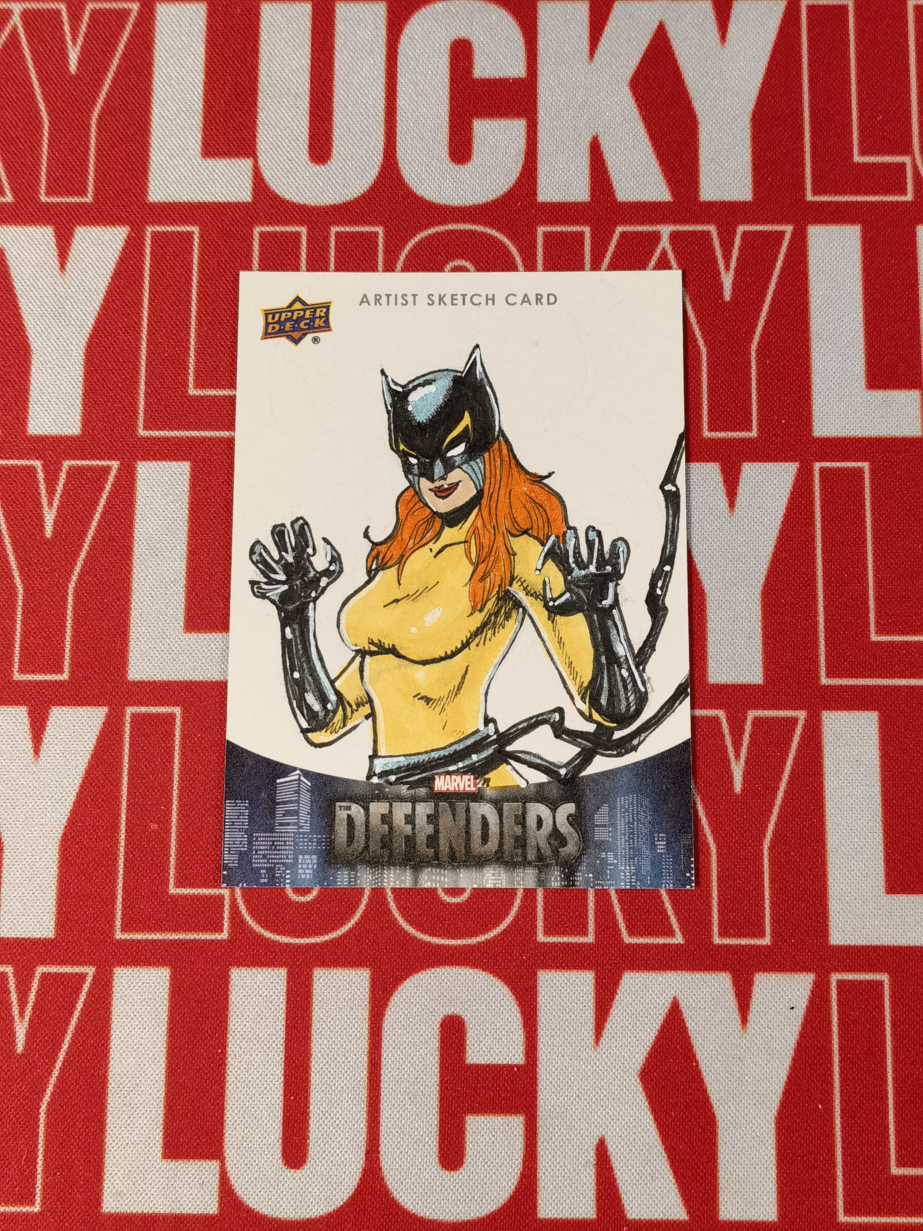 2018 Marvel (MCU) Upper Deck 地狱猫 Giovanni Ricco 【Lucky7】UD 漫威 捍卫者联盟 手绘卡 1/1编 1of1 画师亲笔绘制 独一无二 签字在背面