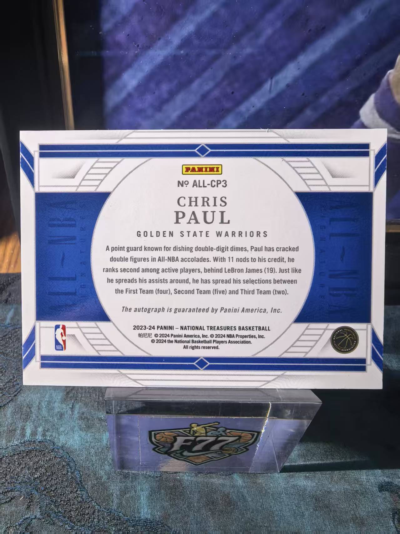 2023-24 Panini National Treasures Chris Paul 国宝 勇士 CP3 克里斯 保罗 Chris Paul 25编 All-NBA 签字 卡签 收藏必备