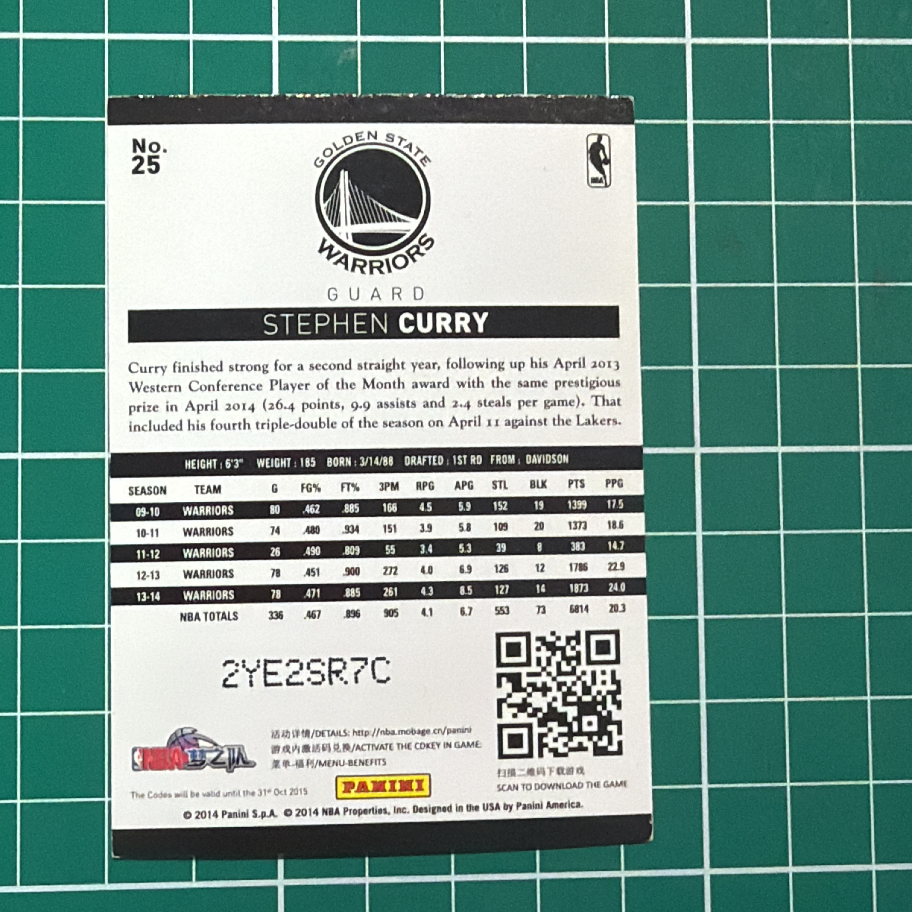 2013-14 Panini Americana Stephen Curry S.p.a. 史蒂芬库里 小学生 三分王 萌神 勇士队 水花 折射 银折 特卡 闪卡 镭射 十年老卡 绝版卡