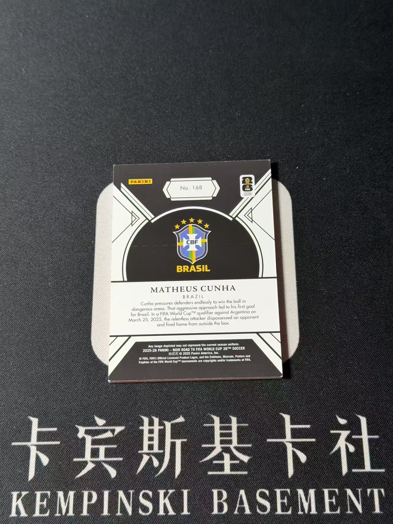 2025-26 Panini Noir Matheus Cunha 【卡宾】马特乌斯 库尼亚 巴西 曼联库里 最新世界杯之路诺尔 横版BASE 99编 专收凑套必备 高桥