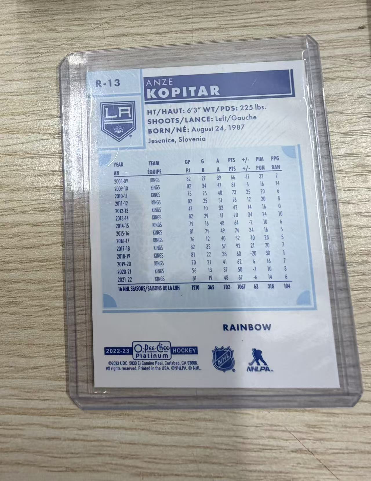 2022 Upper Deck O-Pee-Chee Anze Kopitar RC 安译 科皮塔尔 洛杉矶国王 卡固官方代卖 Gordon