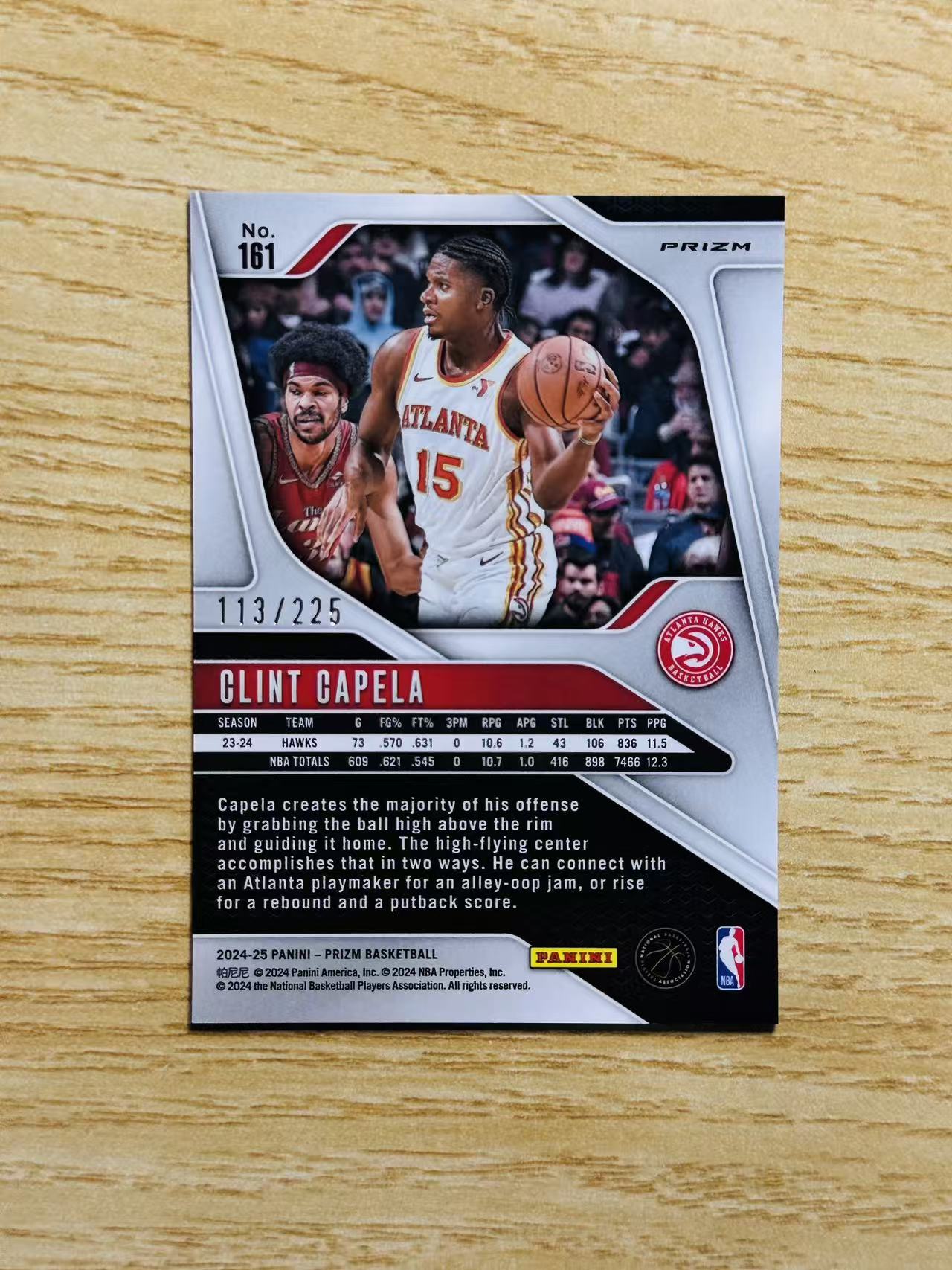2024-25 Panini Prizm Clint Capela 嘿嘿代卖 克林特 卡佩拉 球皮折 225编 老鹰 饼王 收藏必备