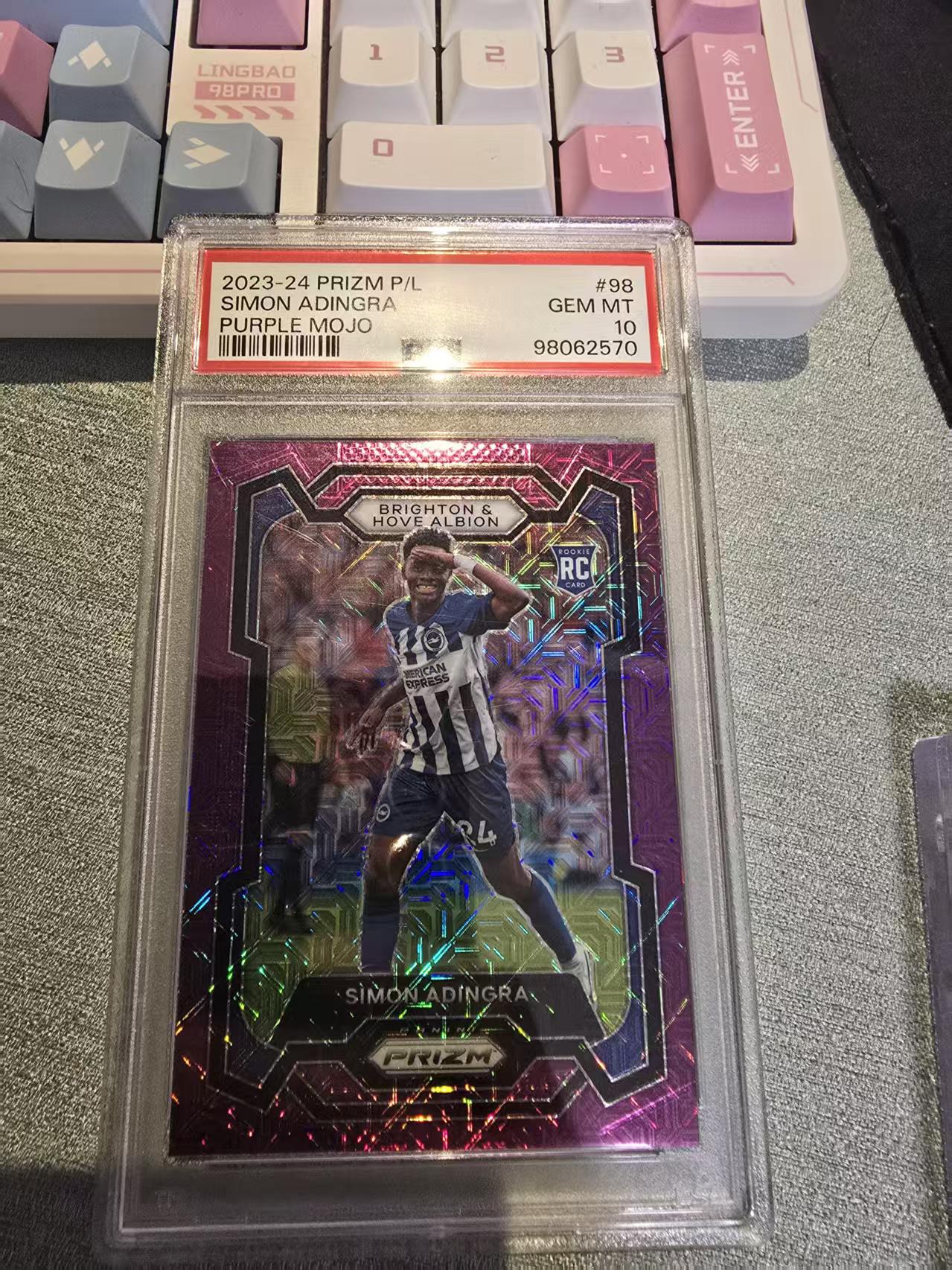 2023-24 Panini Prizm adingra RC 英超(Simon Adingra) 阿丁格拉 布莱顿 桑德兰 RC新秀 25编 紫mojo折 PSA10分 本赛季黑马 pop3 黑萨卡