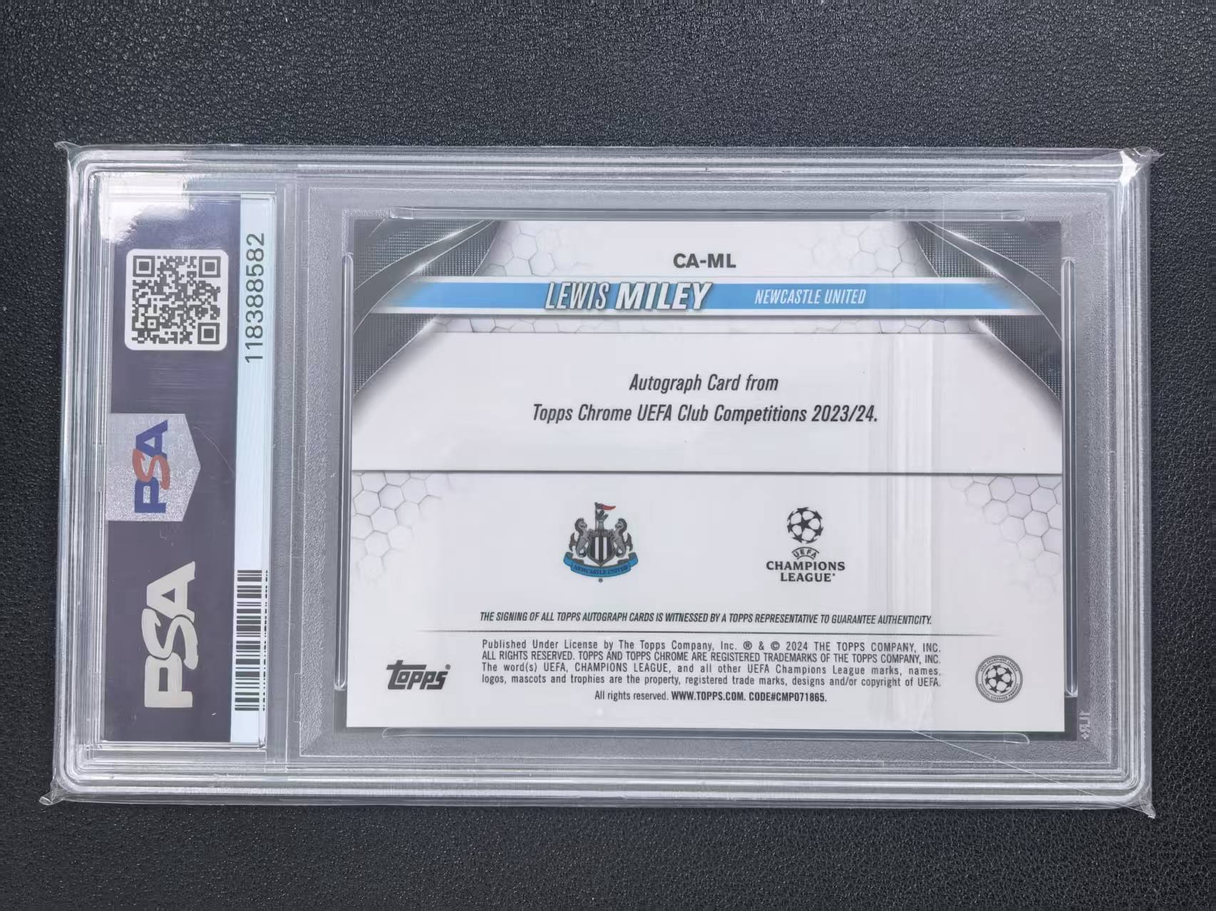 2023-24 Topps Chrome Lewis Miley RC 刘易斯米利 4/5编 新秀 红折 签字。PSA9。纽卡斯尔联未来,英格兰大英帝星。超级新星,可以期待。藏投【珞珈拍卖】