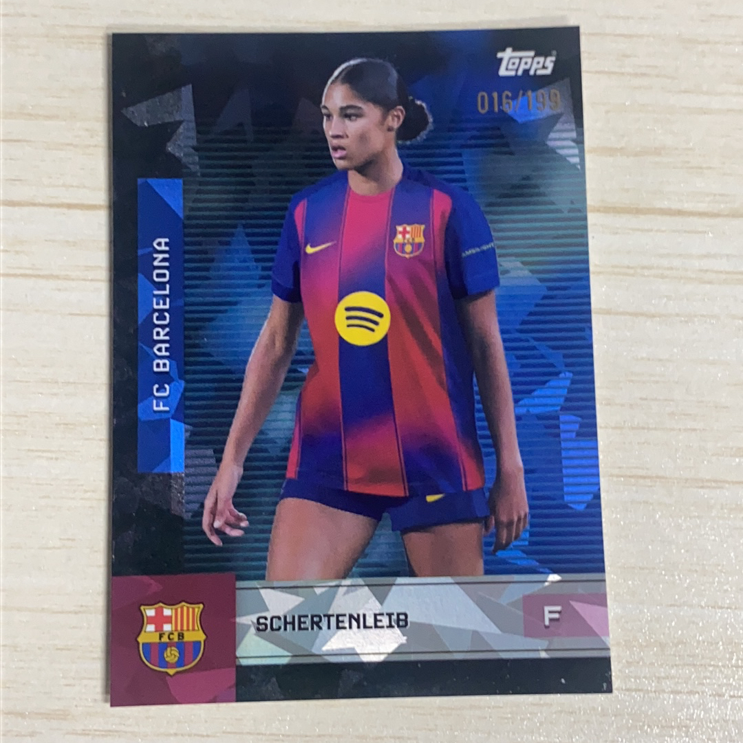 【小牛代拍】2025 Topps FC Barcelona SCHERTENLEIB R 巴萨队盒 谢尔滕莱布 巴塞罗那 199编 碎冰折 卡品如图 收藏必备(一哥)