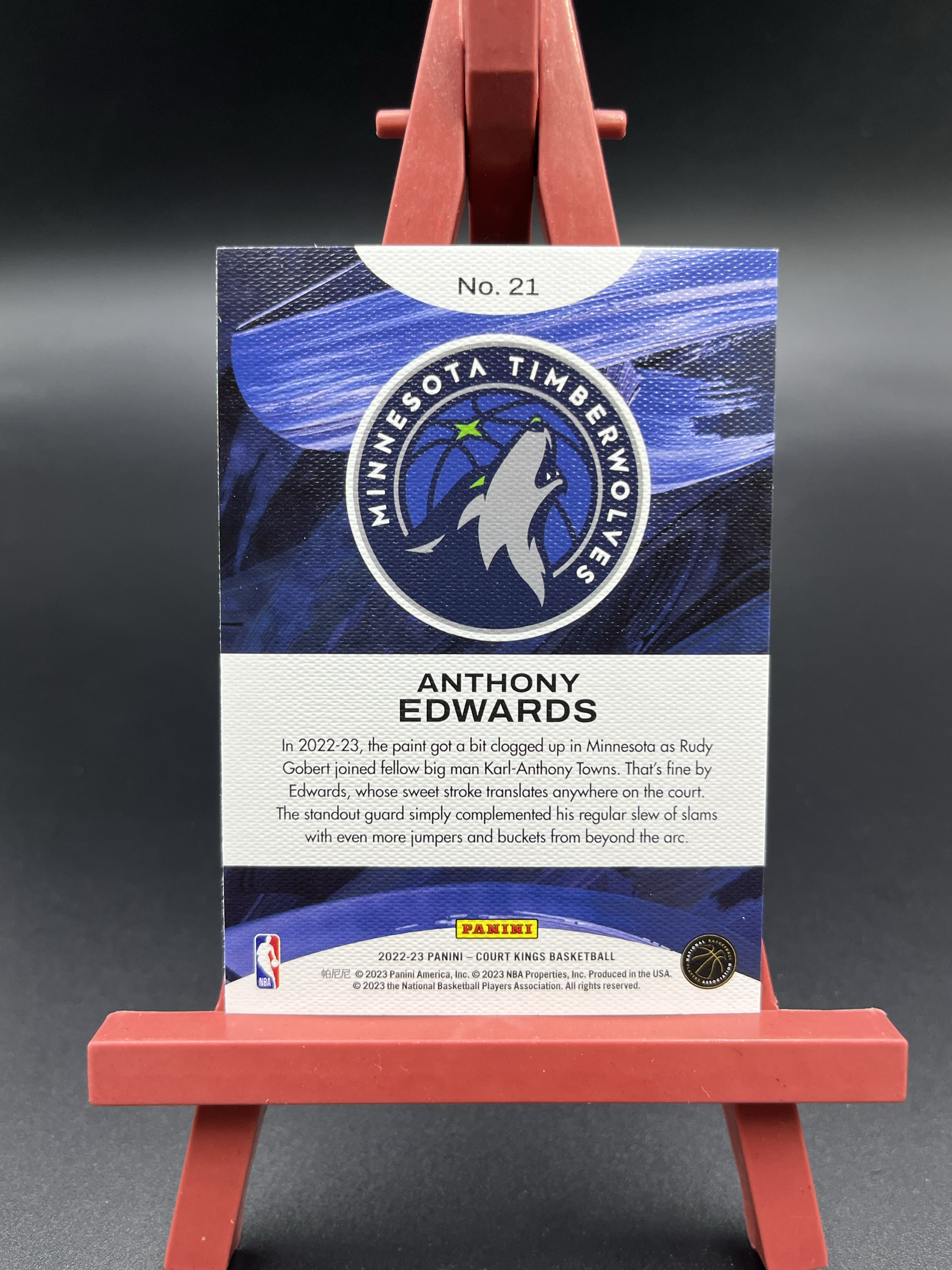【西子拍卖】2022-23 Panini Court Kings Anthony Edwards 油画 安东尼 爱德华兹 华子 森林狼 笔刷特卡 微瑕如图 泽08
