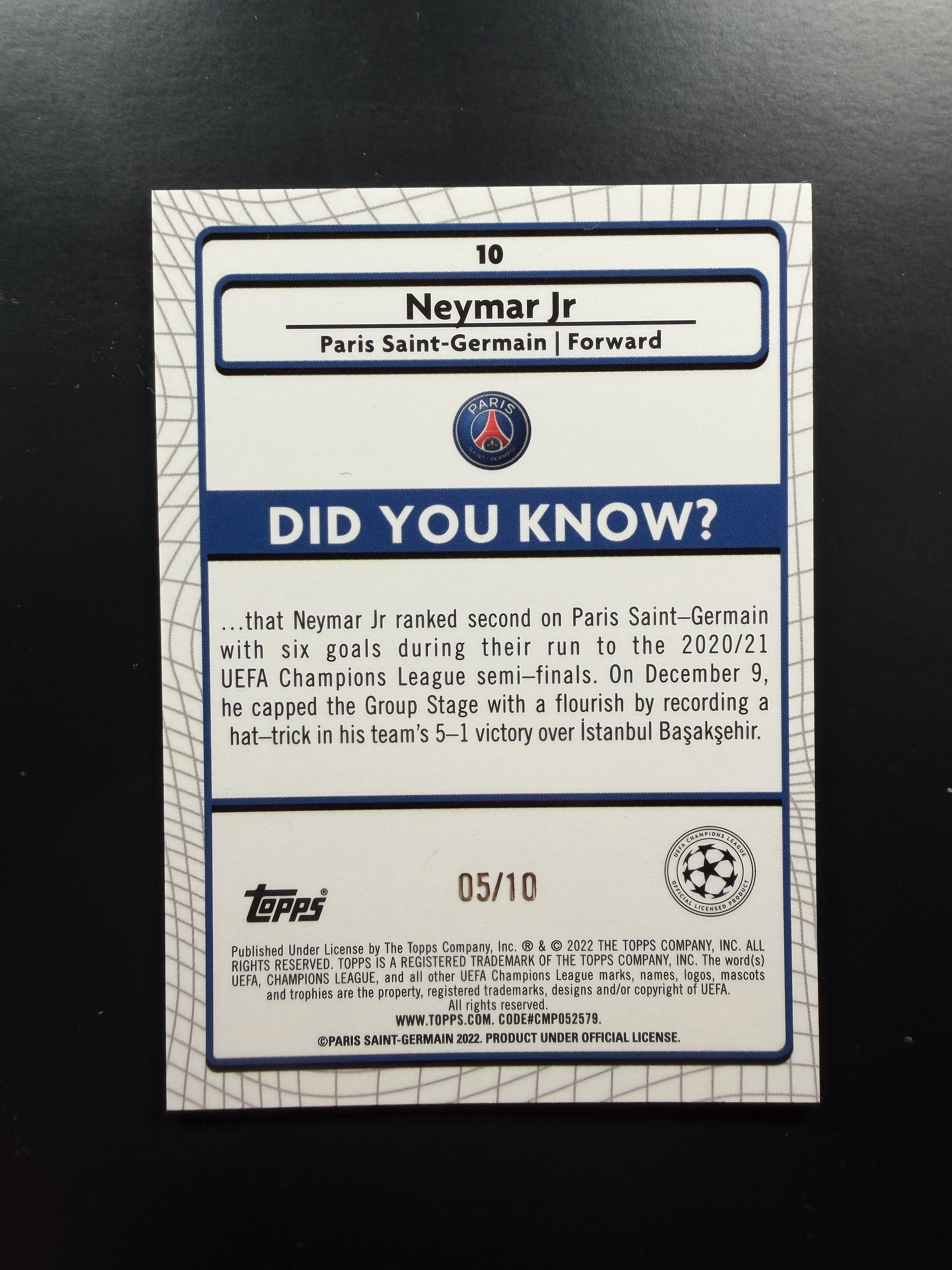 2022 Topps Merlin Neymar 内马尔 /10编 红折 Base 巴萨 巴塞罗那 FCB 巴黎 巴西 不保卡品介意勿拍 eBay持续起飞 梅西 好友 亚马尔 偶像 持续大涨 江枫拍卖