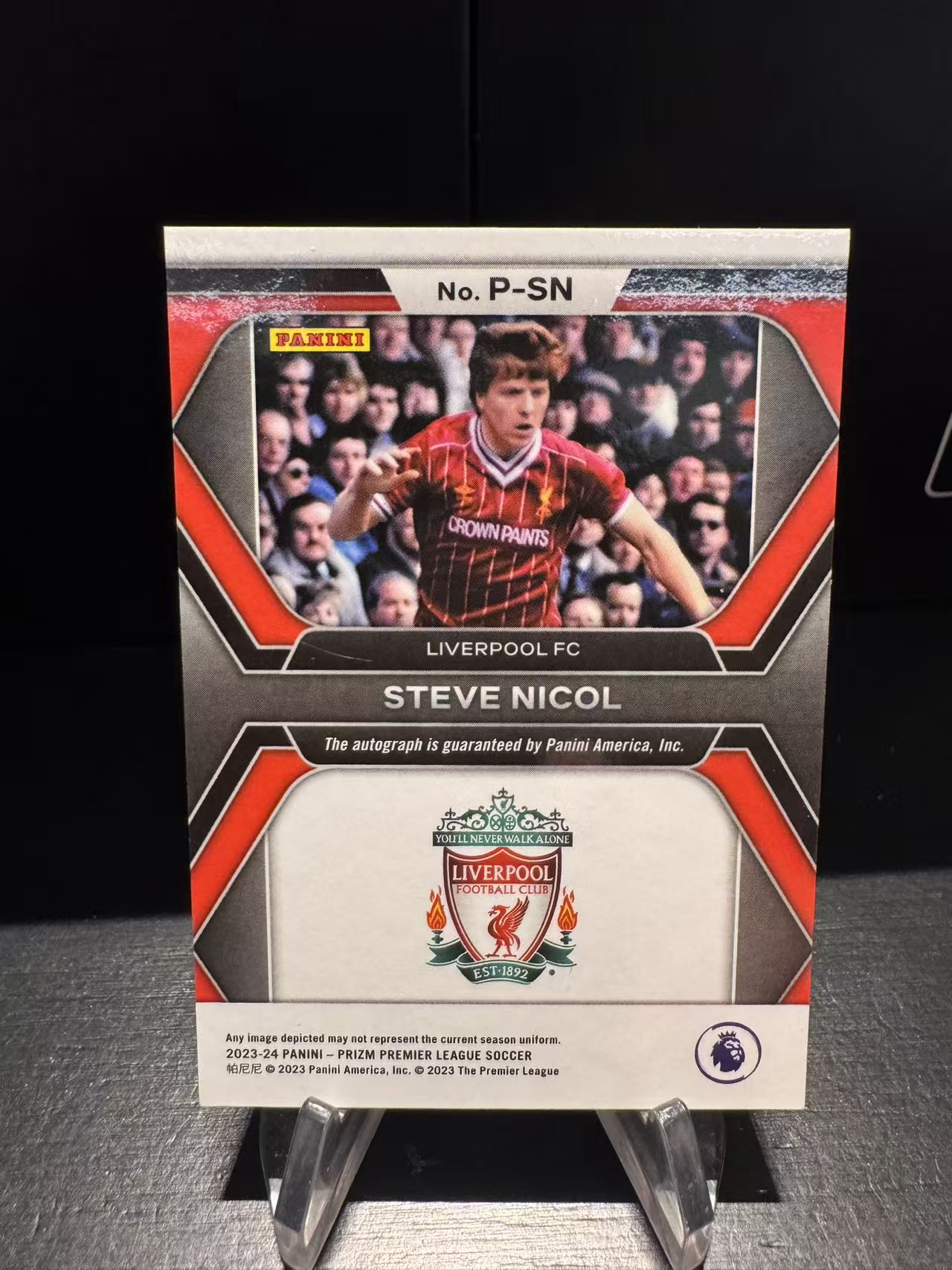 龖Panini 2023-24 英超 Prizm 利物浦 Penmanship 书法签 签字 史蒂夫 尼科尔 Steve Nicol 签字 签名 Base签 卡品如图 MJ002L