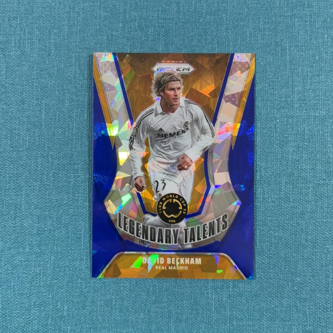 2025 Panini Prizm 世俱杯 David Beckham 小贝 贝克汉姆 95/99编 Legendary Talents 传奇 特卡 蓝碎冰折 皇家马德里 皇马 卡品如图 WEI