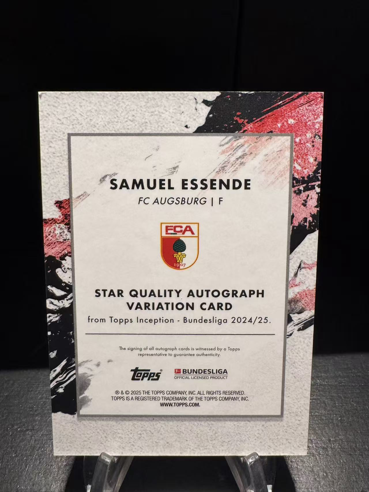 龖2024-25 Topps 德甲Inception盗梦空间 元年 奥格斯堡 埃森德 47/99编 签字 巴黎 Samuel Essende 卡品如图 收藏必备 MJ002M