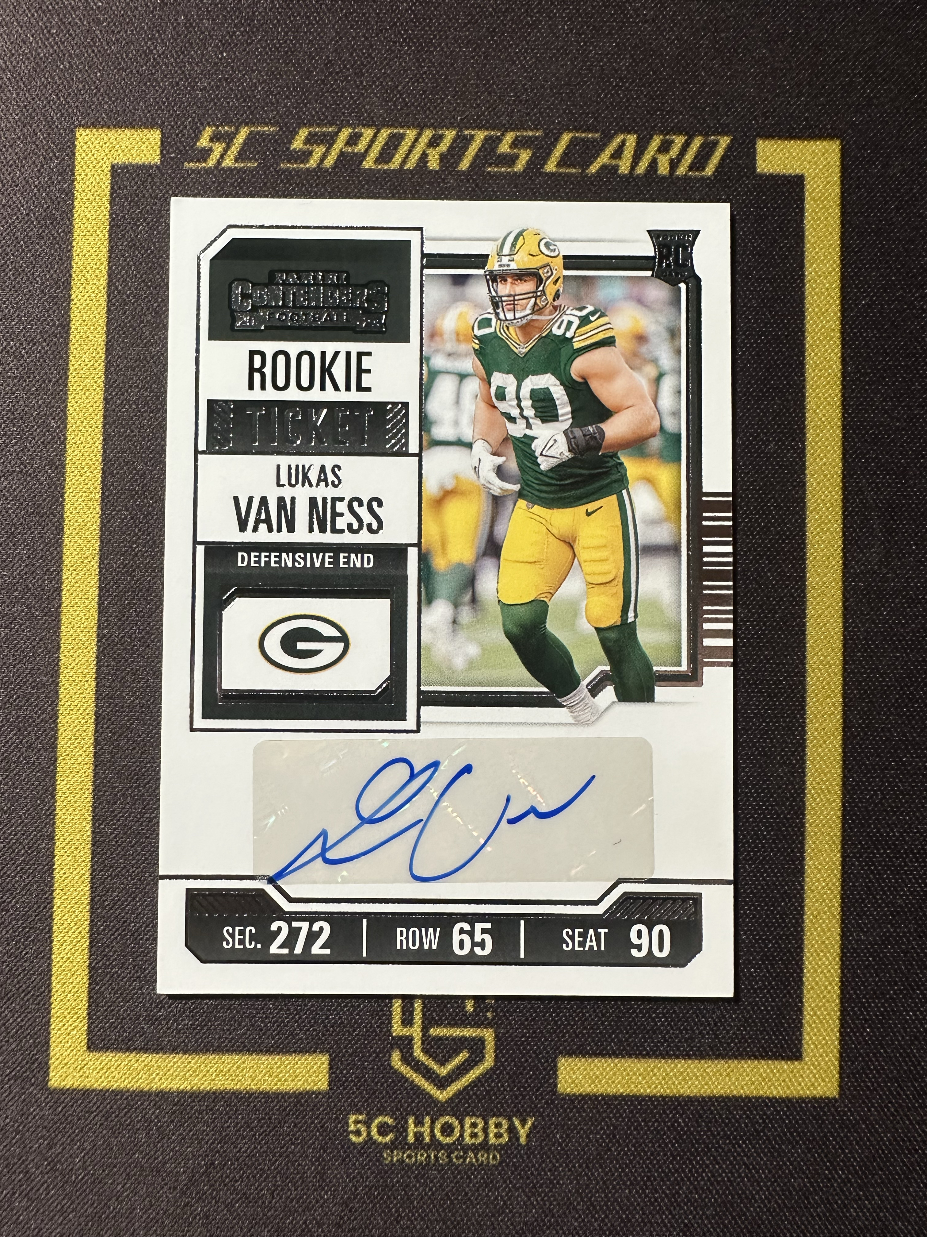 【主演出卡】2023 panini 橄榄球 contenders 球票系列 包装工 Lukas Van Ness 新秀 球票 签字 卡品如图