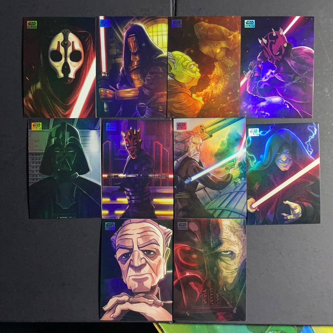 2025 Topps Star Wars 星球大战 达斯维达 凯洛伦 达斯摩尔 帕尔帕廷等 黑暗西斯阵营角色艺术特卡银折射10张齐套 2024 Topps Chrome星战Galaxy银河系列