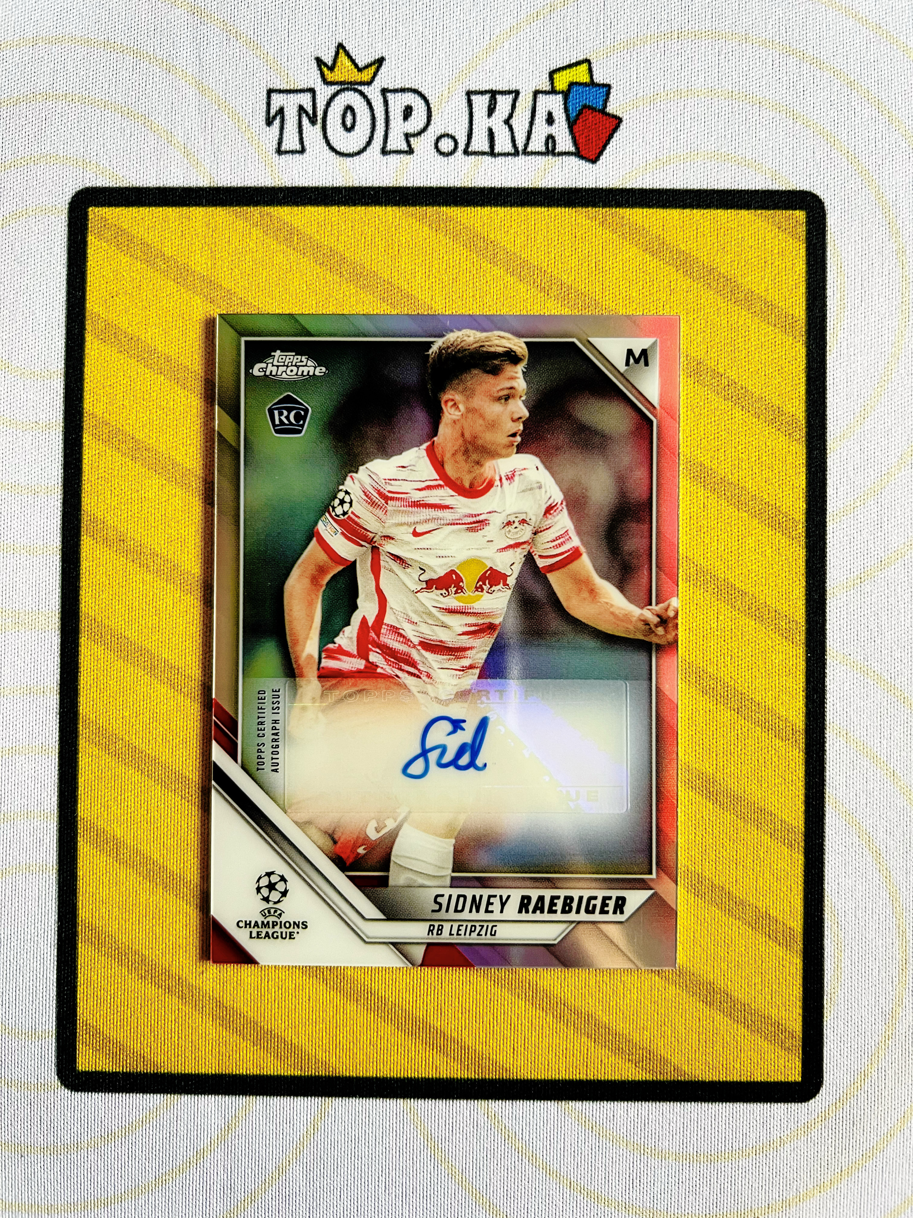 【顶尖卡社】Sidney Raebiger 雷比格 2022 Topps Chrome 欧冠 RC新秀 签字 签名 银折折射 莱比锡红牛 详情看描述 瑕疵如图【Lawson】