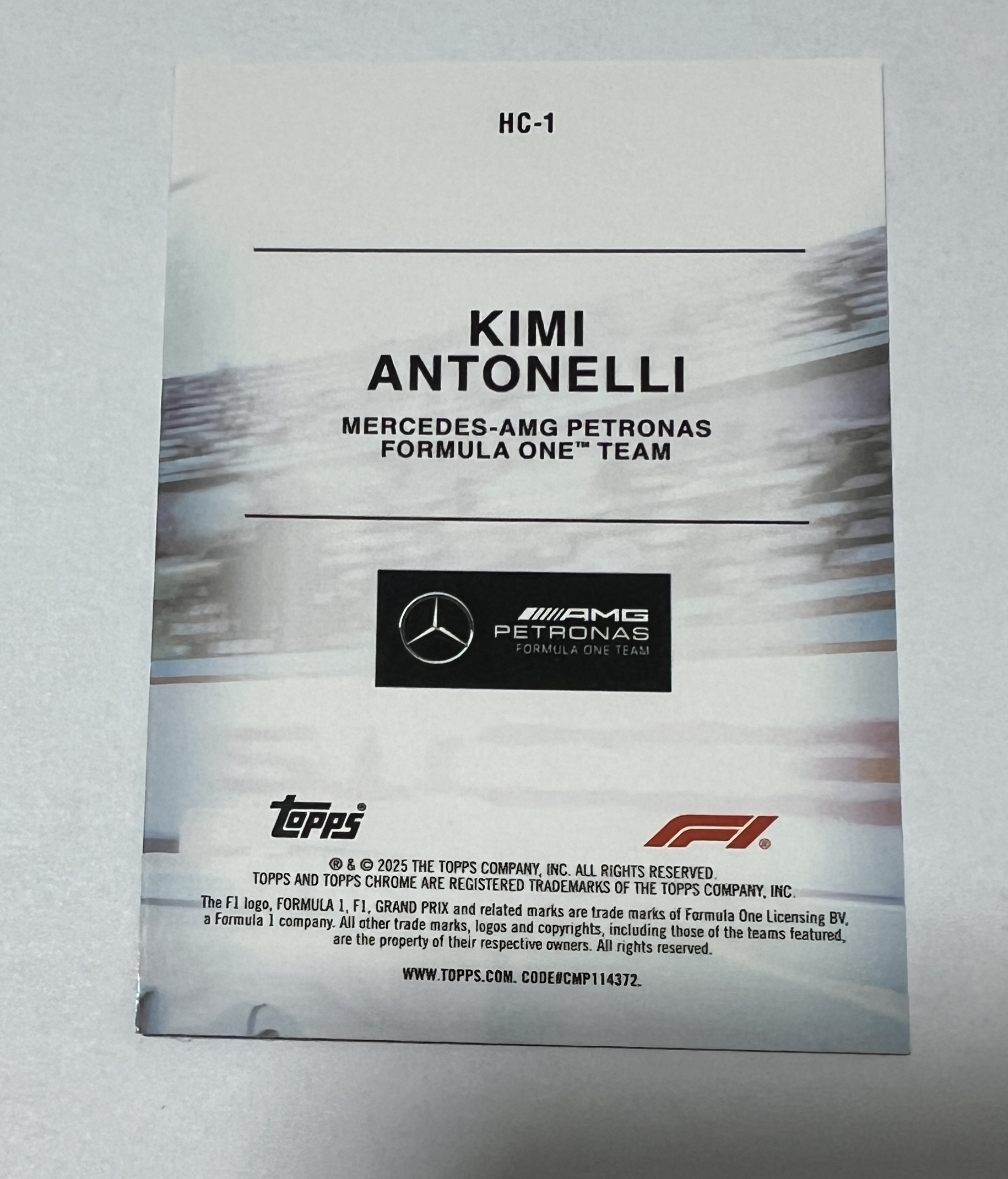 2025 Topps Chrome Kimi Antonelli RC F1 75周年 梅赛德斯奔驰 基米 安东内利 RC 新秀 银折 折射 Helmet 头盔特卡 卡品如图