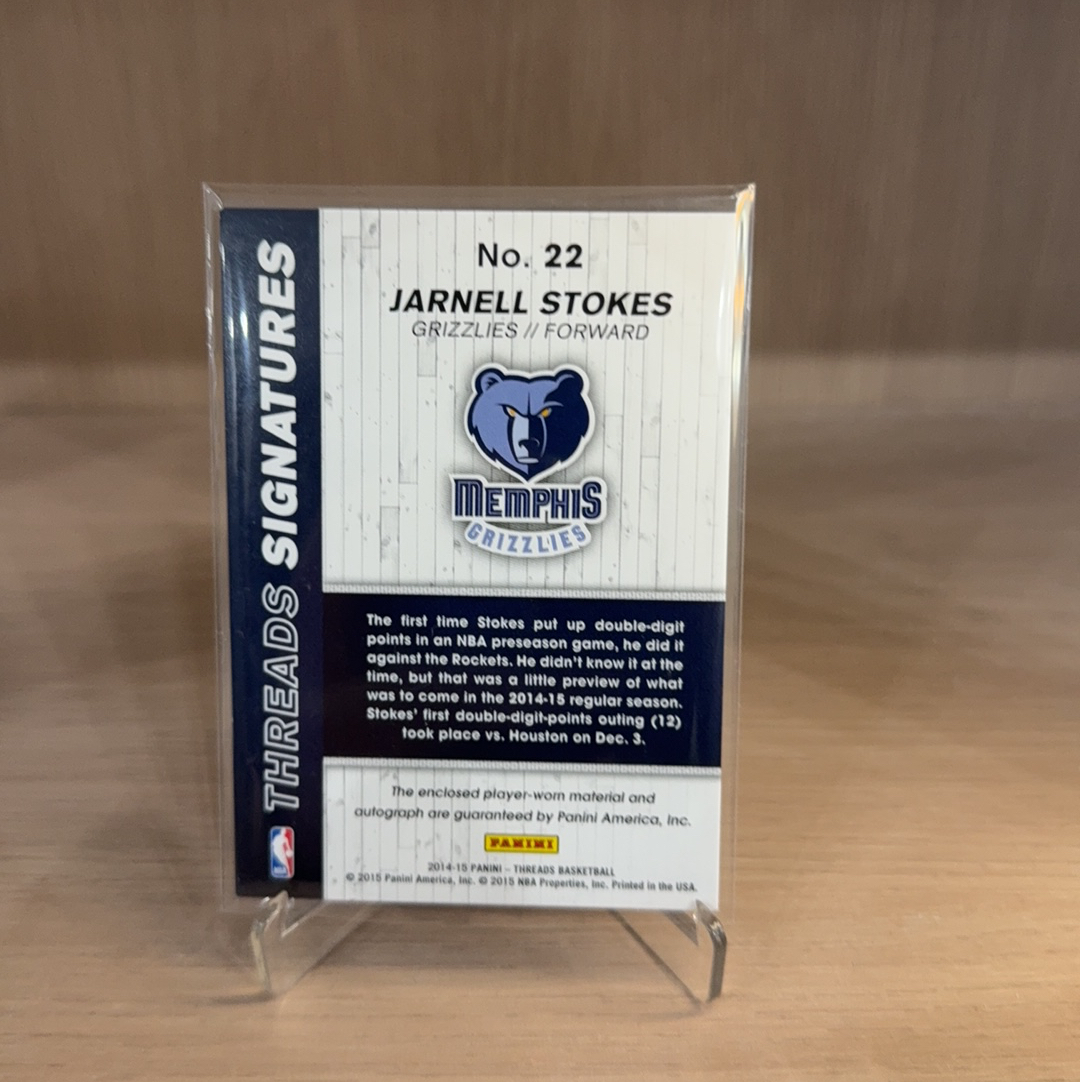 2014-15 Panini Threads Jarnell Stokes RC 【免费代卖】灰熊 新秀 RC 贾内尔 斯托克斯 RJA 签字 签名 亲穿 物料 专收必备 卡品如图