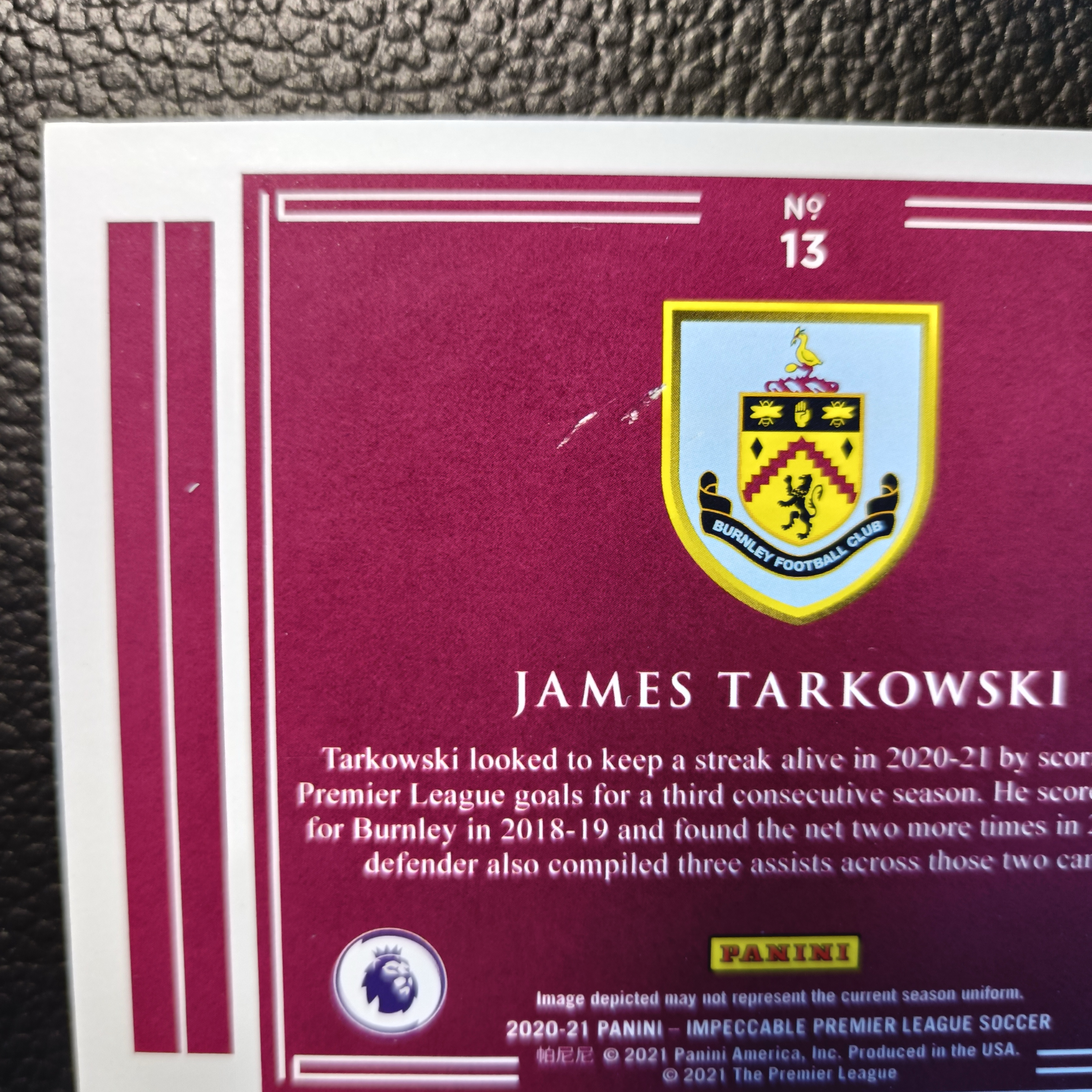 2020-21 【 爆金榕城 】 Impeccable James Tarkowski 伯恩利 埃弗顿 英格兰 塔尔科夫斯基 英超小真金Logo 一盎司 银块特卡 银框 29编 卡品如图 微瑕 in哥